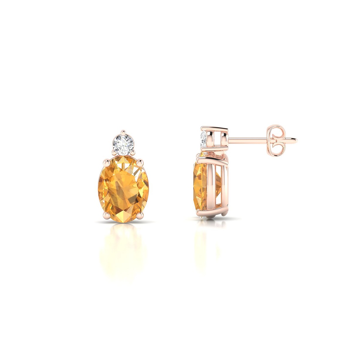 Sparkle | 18k Rose Gold 8 x 6 mm Oval Citrine Earrings