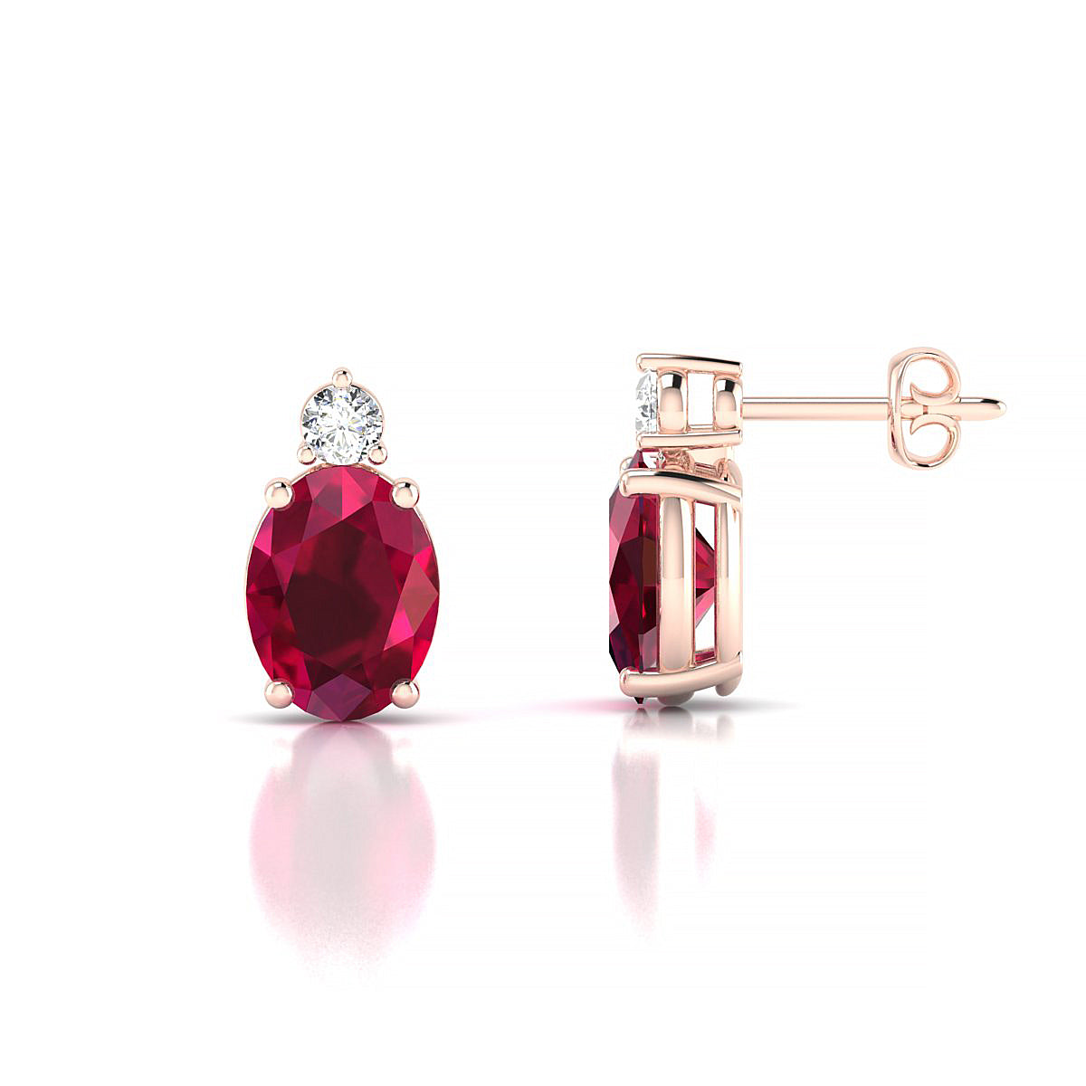 Sparkle | 18k Rose Gold 8 x 6 mm Oval Ruby Earrings