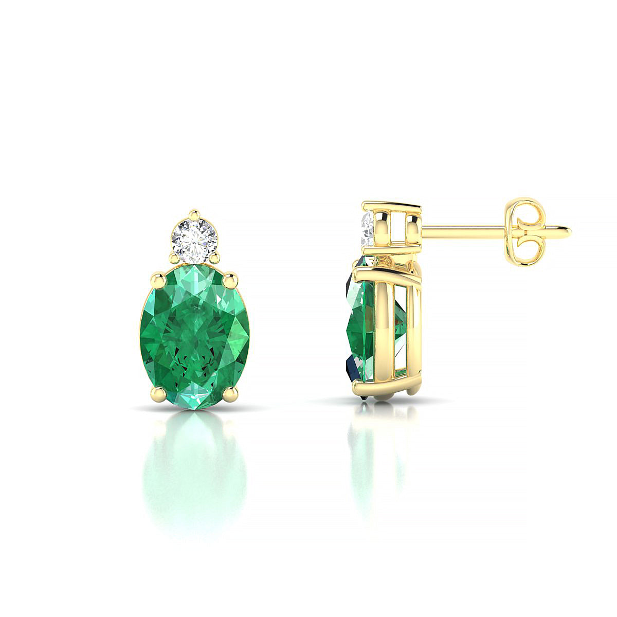 Sparkle | 18k Yellow Gold 8 x 6 mm Oval Emerald Earrings