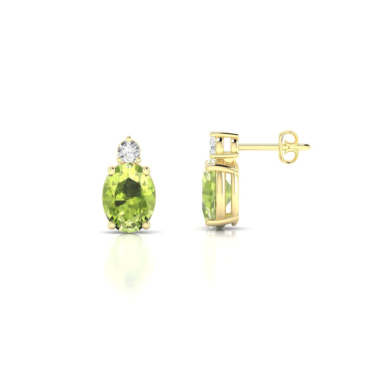 Sparkle | 18k Yellow Gold 8 x 6 mm Oval Peridot Earrings