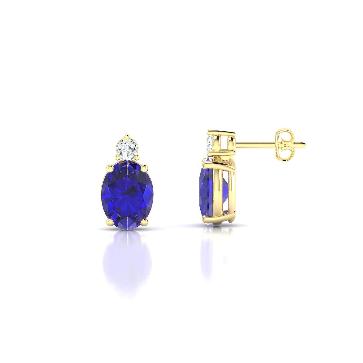 Sparkle | 18k Yellow Gold 8 x 6 mm Oval Tanzanite Earrings
