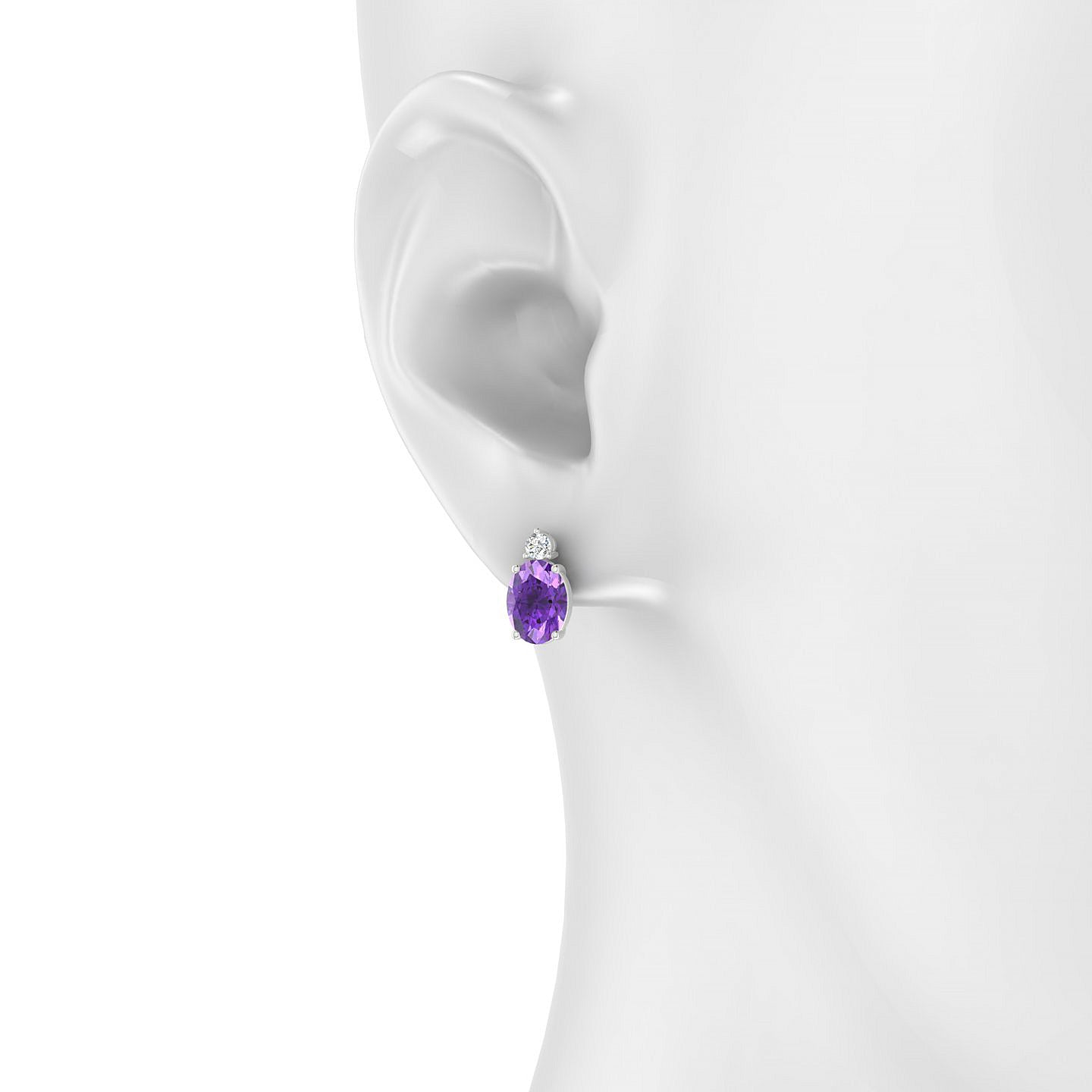 Sparkle | 18k White Gold 8 x 6 mm Oval Amethyst Earrings
