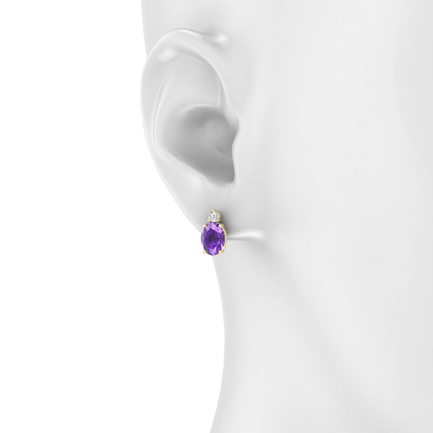 Sparkle | 18k Yellow Gold 8 x 6 mm Oval Amethyst Earrings