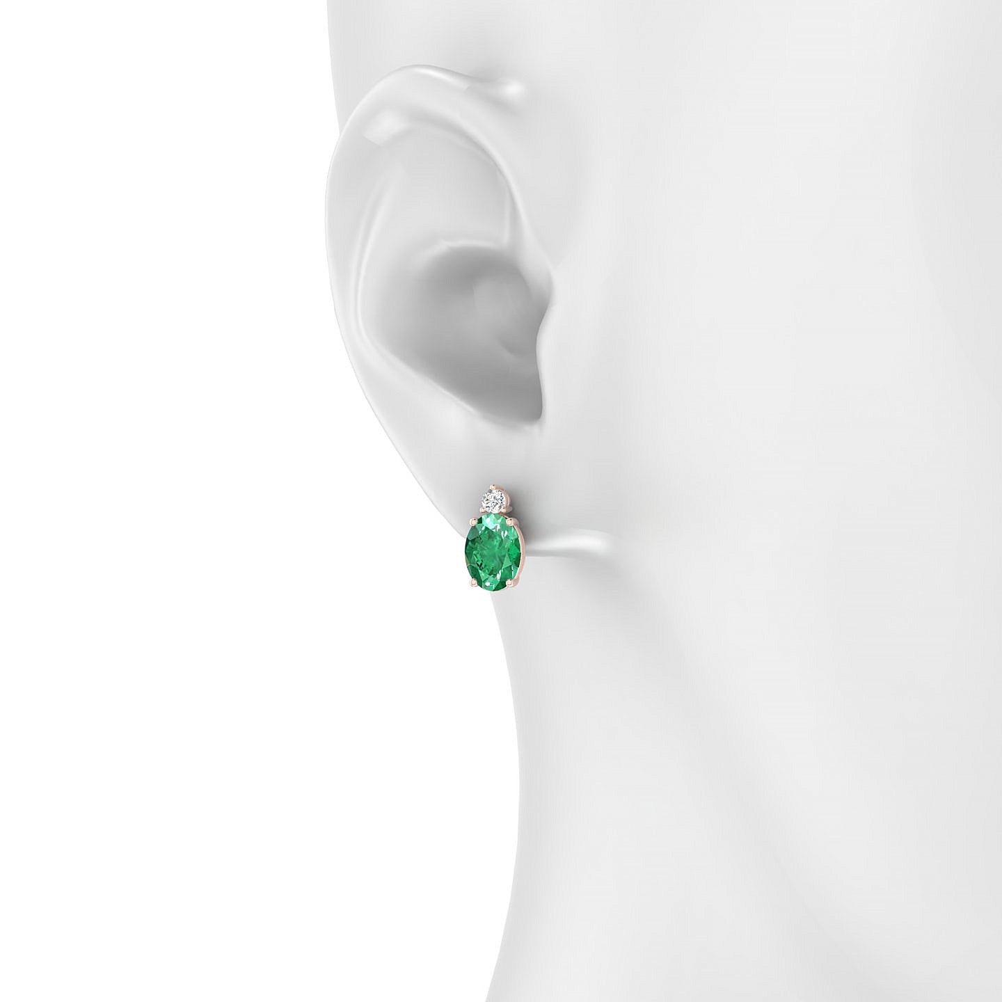 Sparkle | 18k Rose Gold 8 x 6 mm Oval Emerald Earrings
