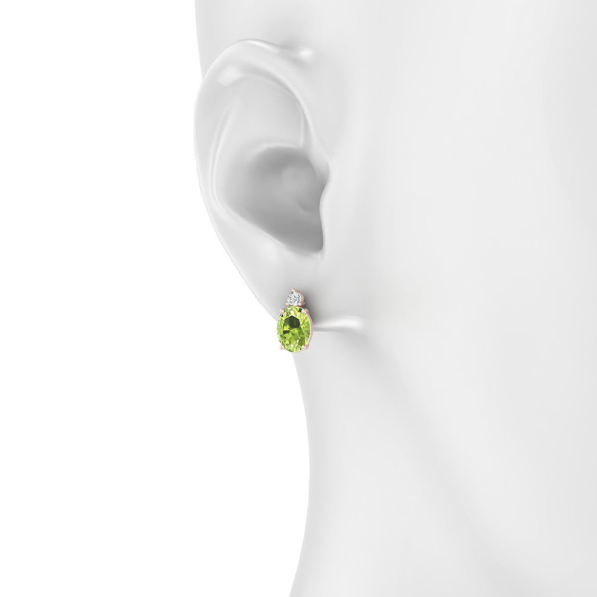 Sparkle | 18k Rose Gold 8 x 6 mm Oval Peridot Earrings