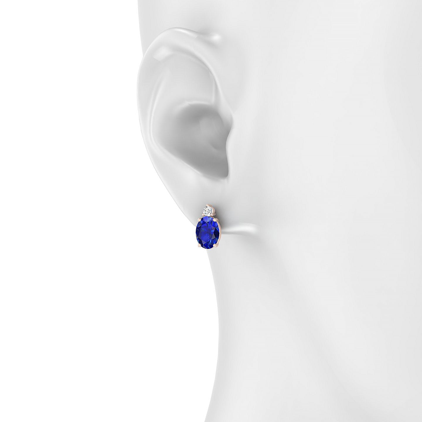 Sparkle | 18k Rose Gold 8 x 6 mm Oval Sapphire Earrings