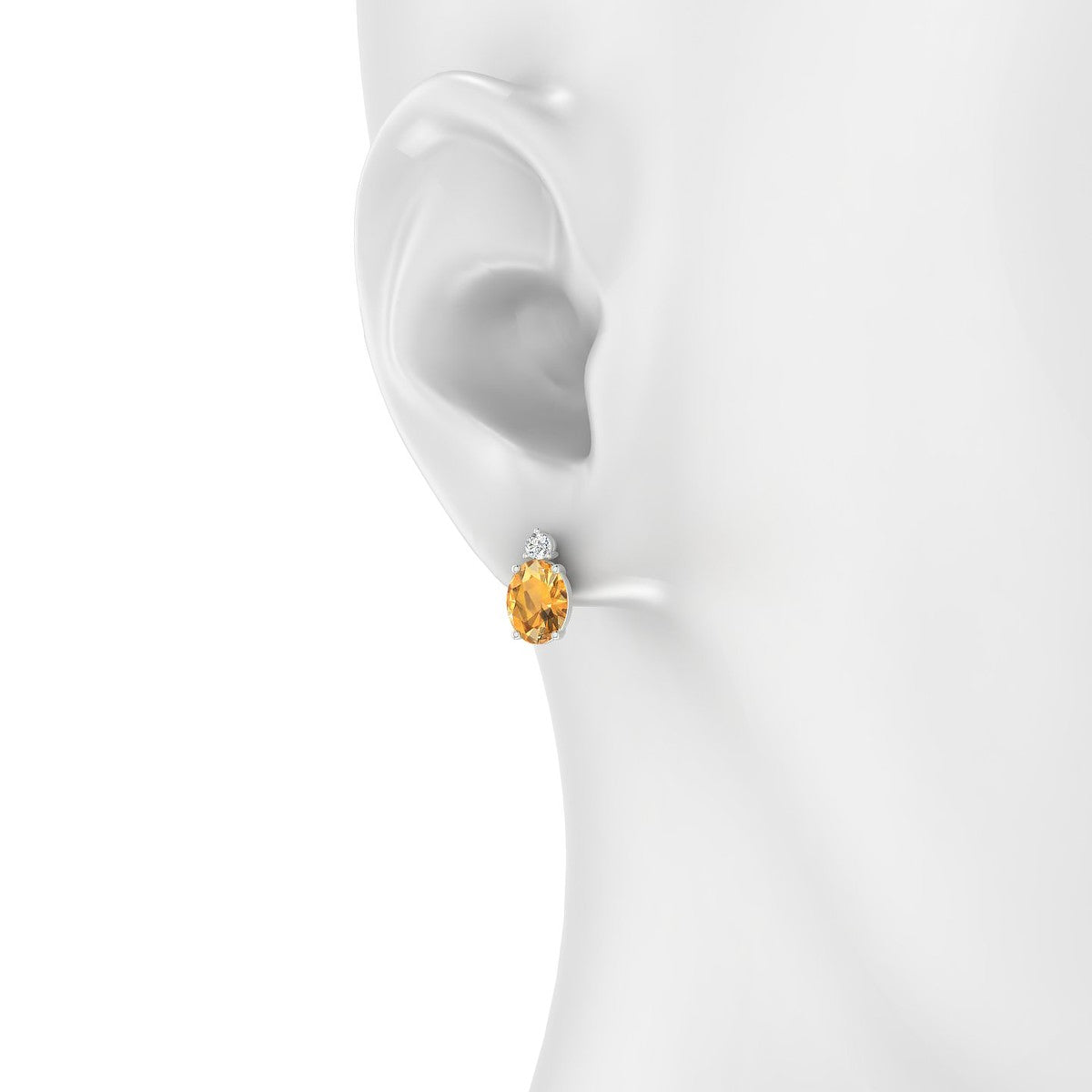 Sparkle | 18k White Gold 8 x 6 mm Oval Citrine Earrings