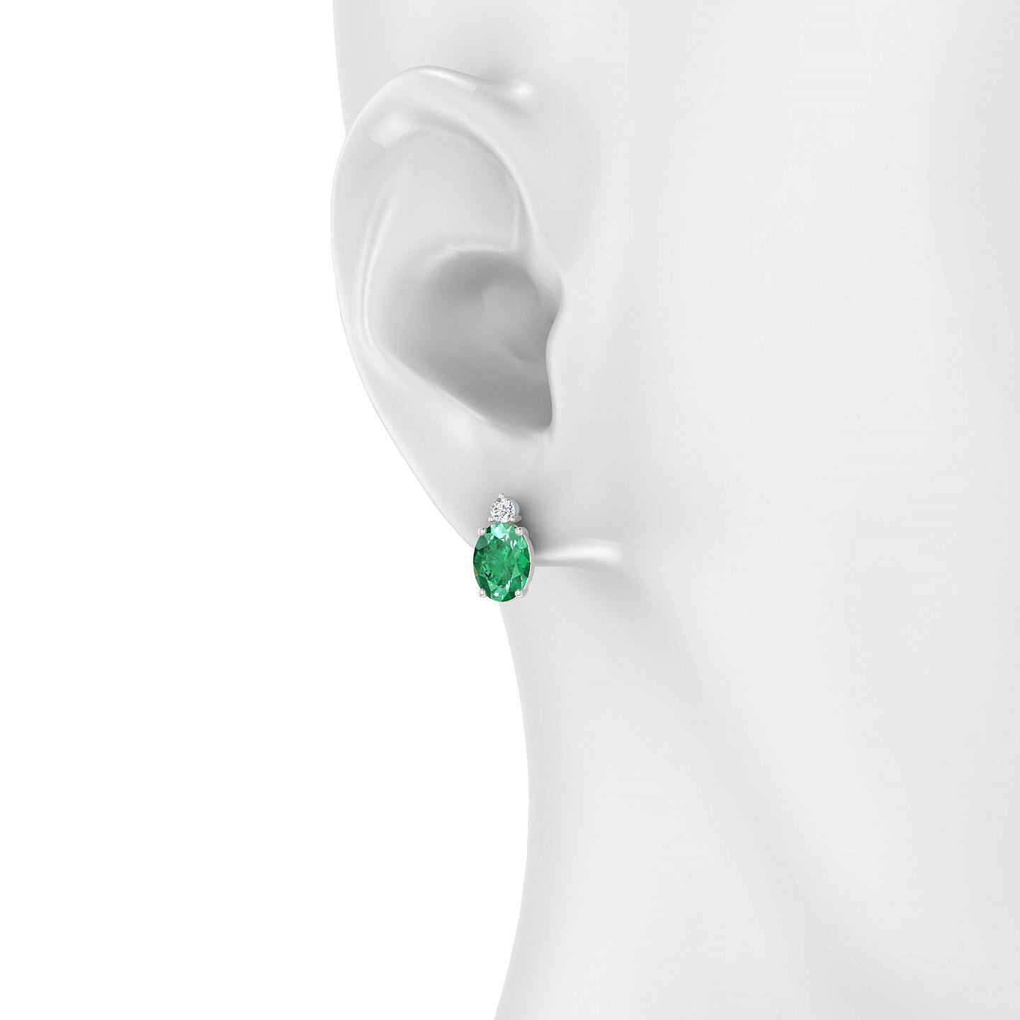 Sparkle | 18k White Gold 8 x 6 mm Oval Emerald Earrings