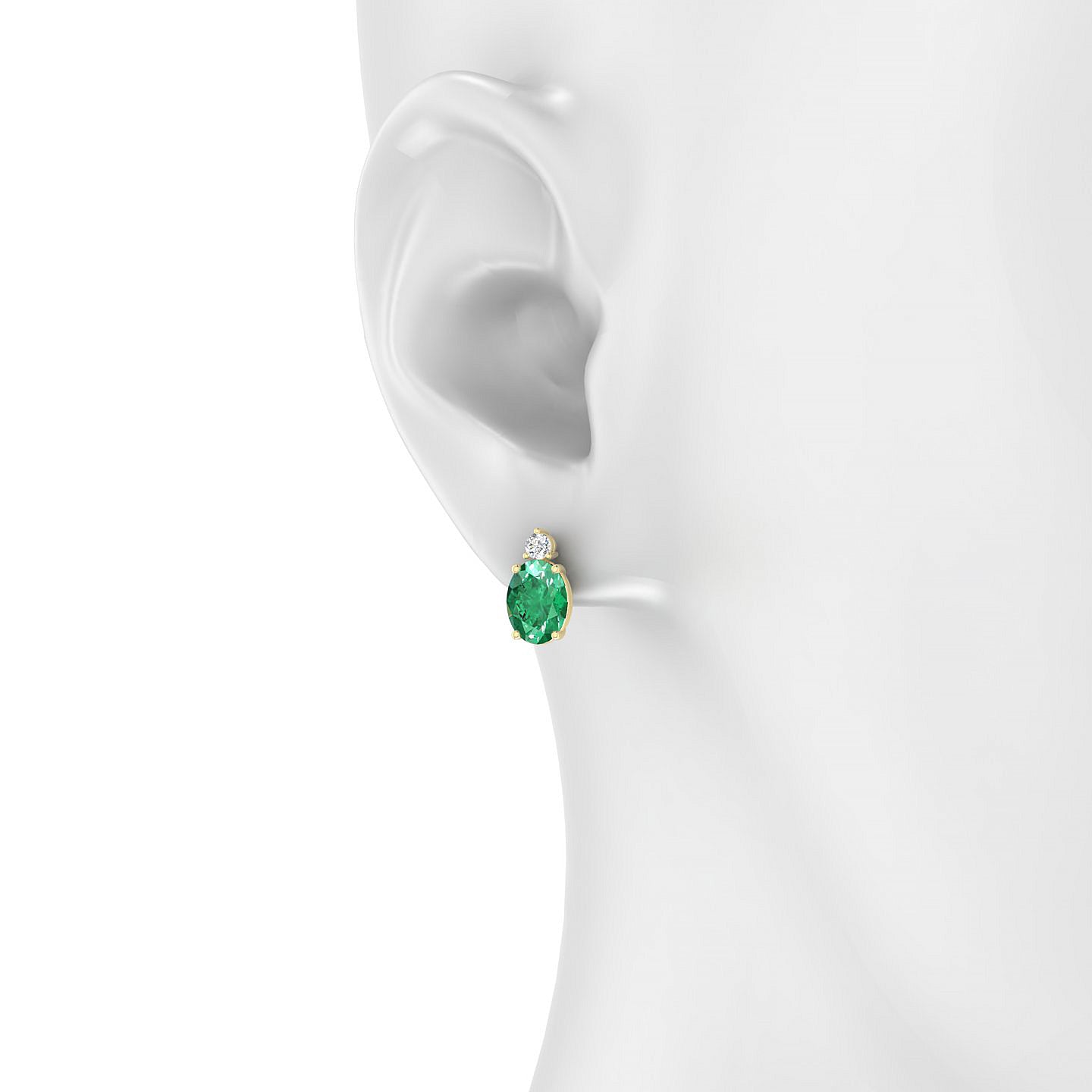 Sparkle | 18k Yellow Gold 8 x 6 mm Oval Emerald Earrings