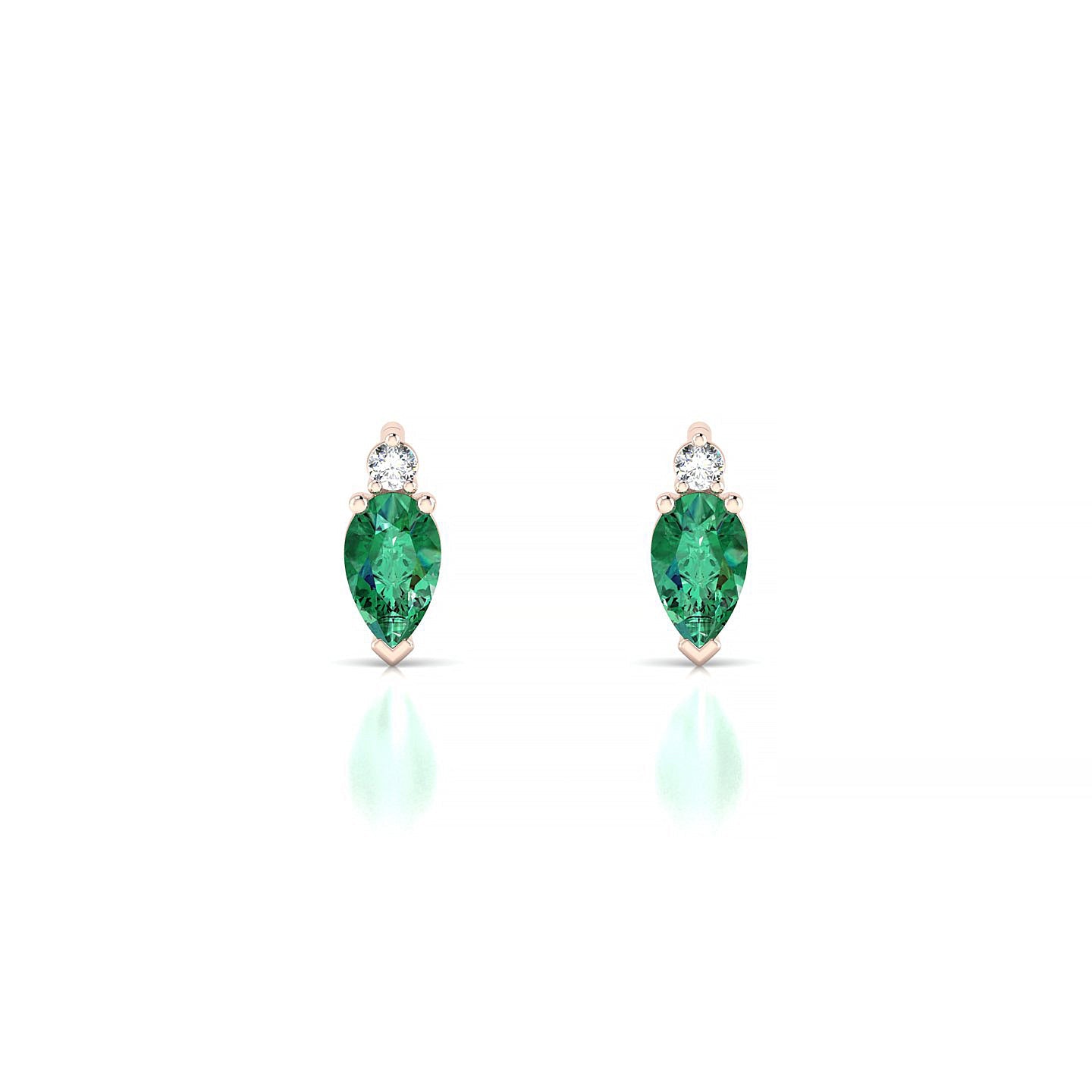 Sparkle | 18k Rose Gold 5 x 3 mm Pear Emerald Earrings