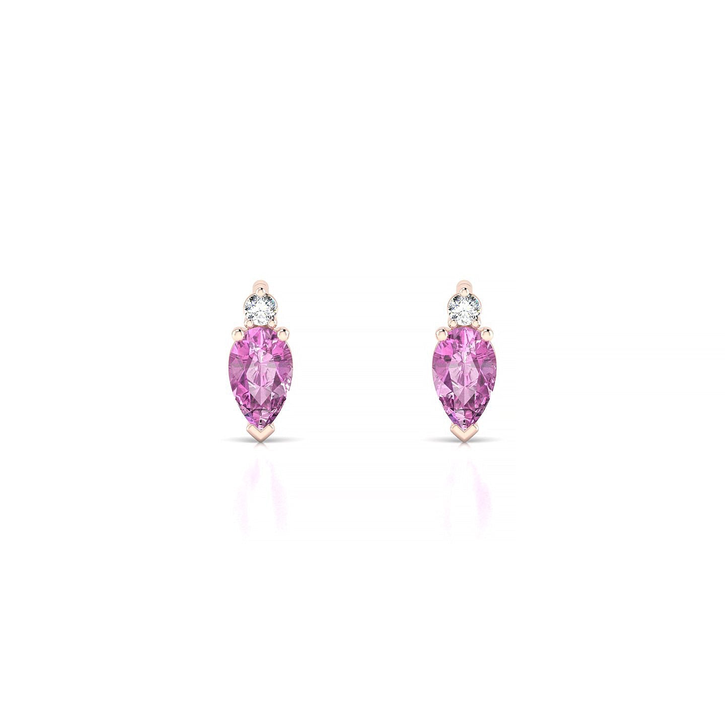 Sparkle | 18k Rose Gold 5 x 3 mm Pear Pink Sapphire Earrings