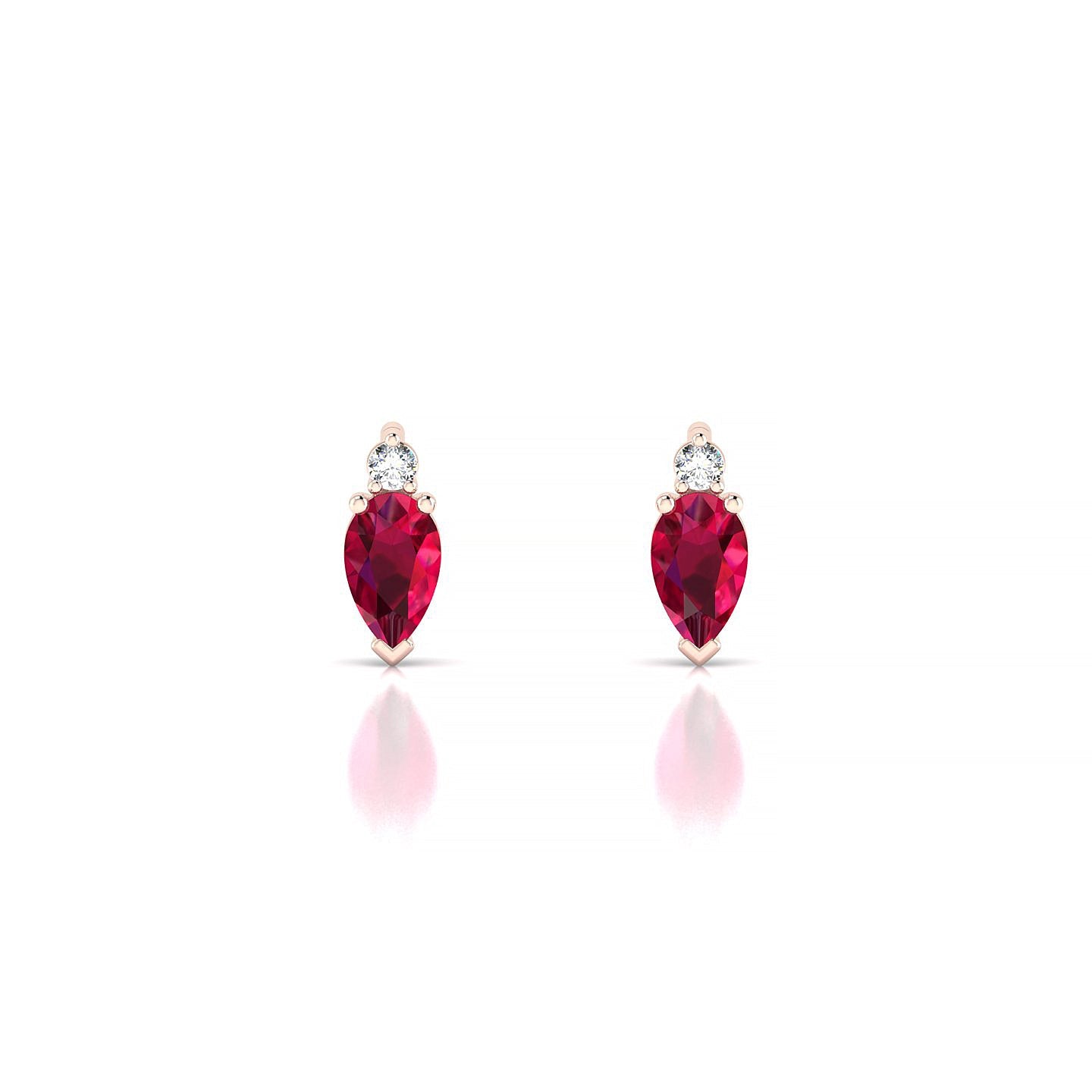 Sparkle | 18k Rose Gold 5 x 3 mm Pear Ruby Earrings