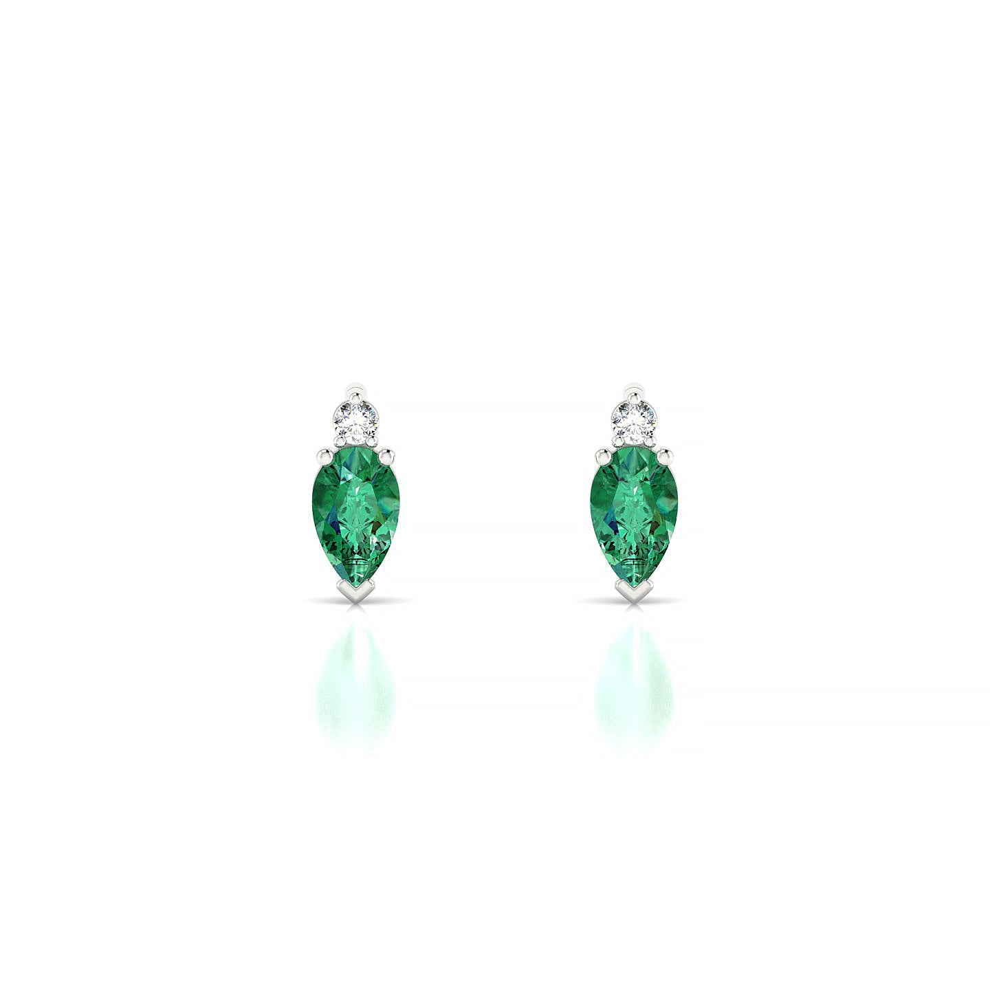 Sparkle | 18k White Gold 5 x 3 mm Pear Emerald Earrings