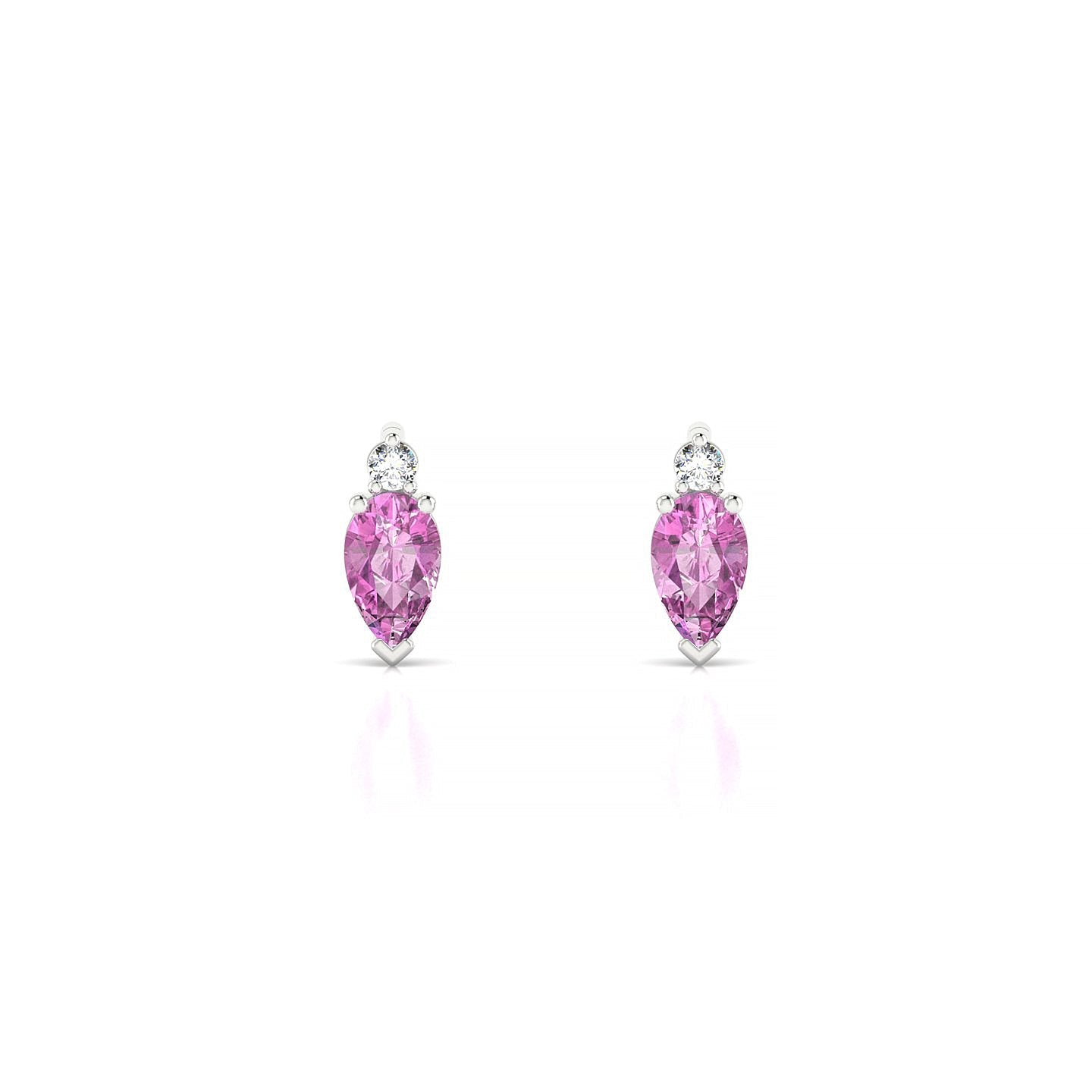 Sparkle | 18k White Gold 5 x 3 mm Pear Pink Sapphire Earrings