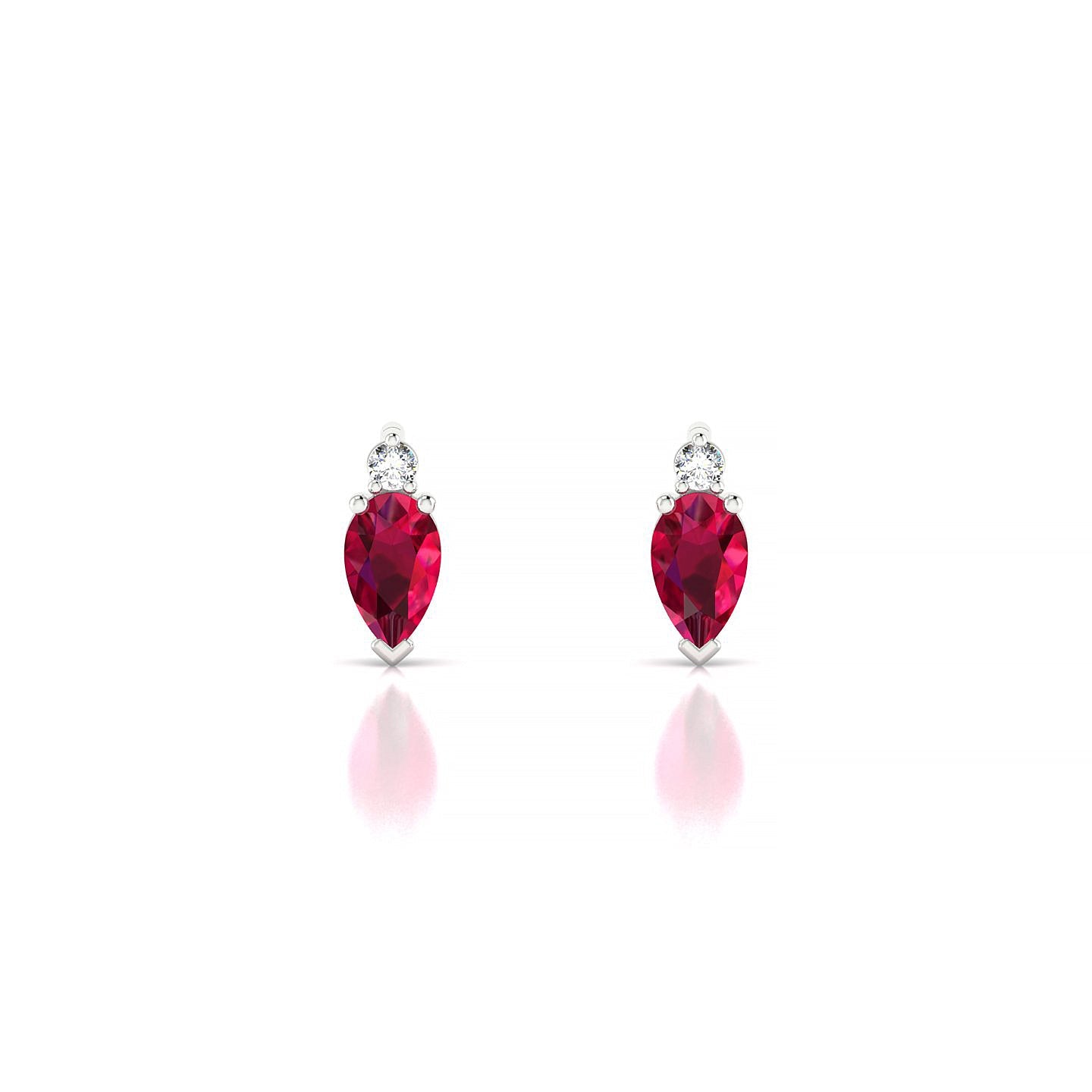 Sparkle | 18k White Gold 5 x 3 mm Pear Ruby Earrings