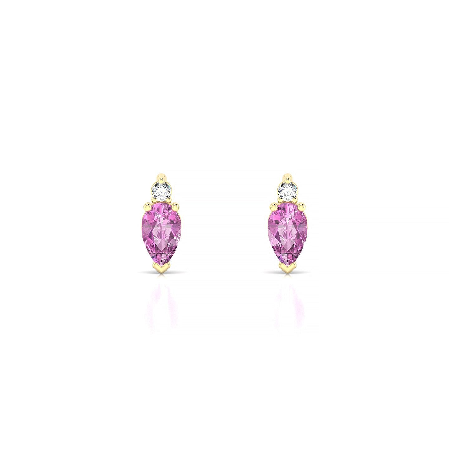 Sparkle | 18k Yellow Gold 5 x 3 mm Pear Pink Sapphire Earrings