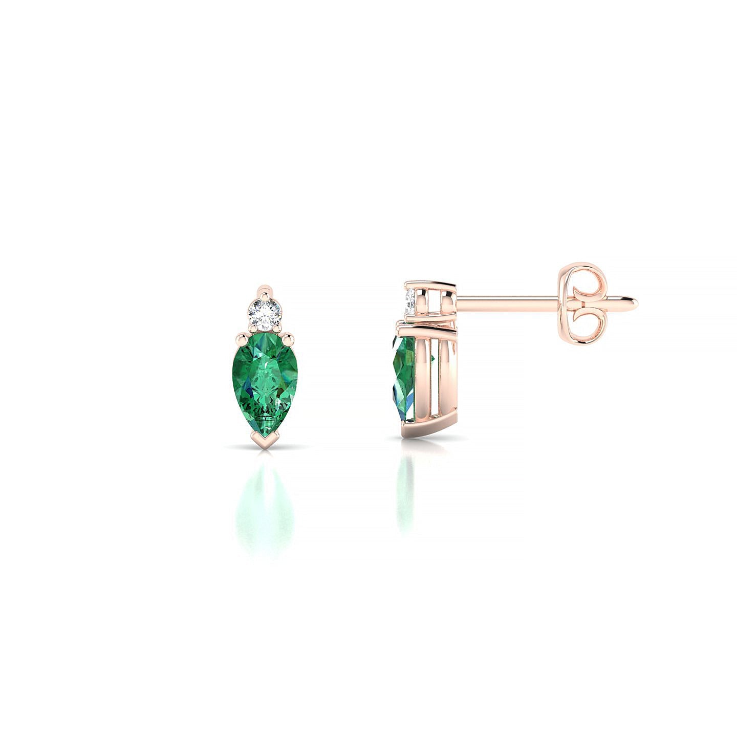 Sparkle | 18k Rose Gold 5 x 3 mm Pear Emerald Earrings