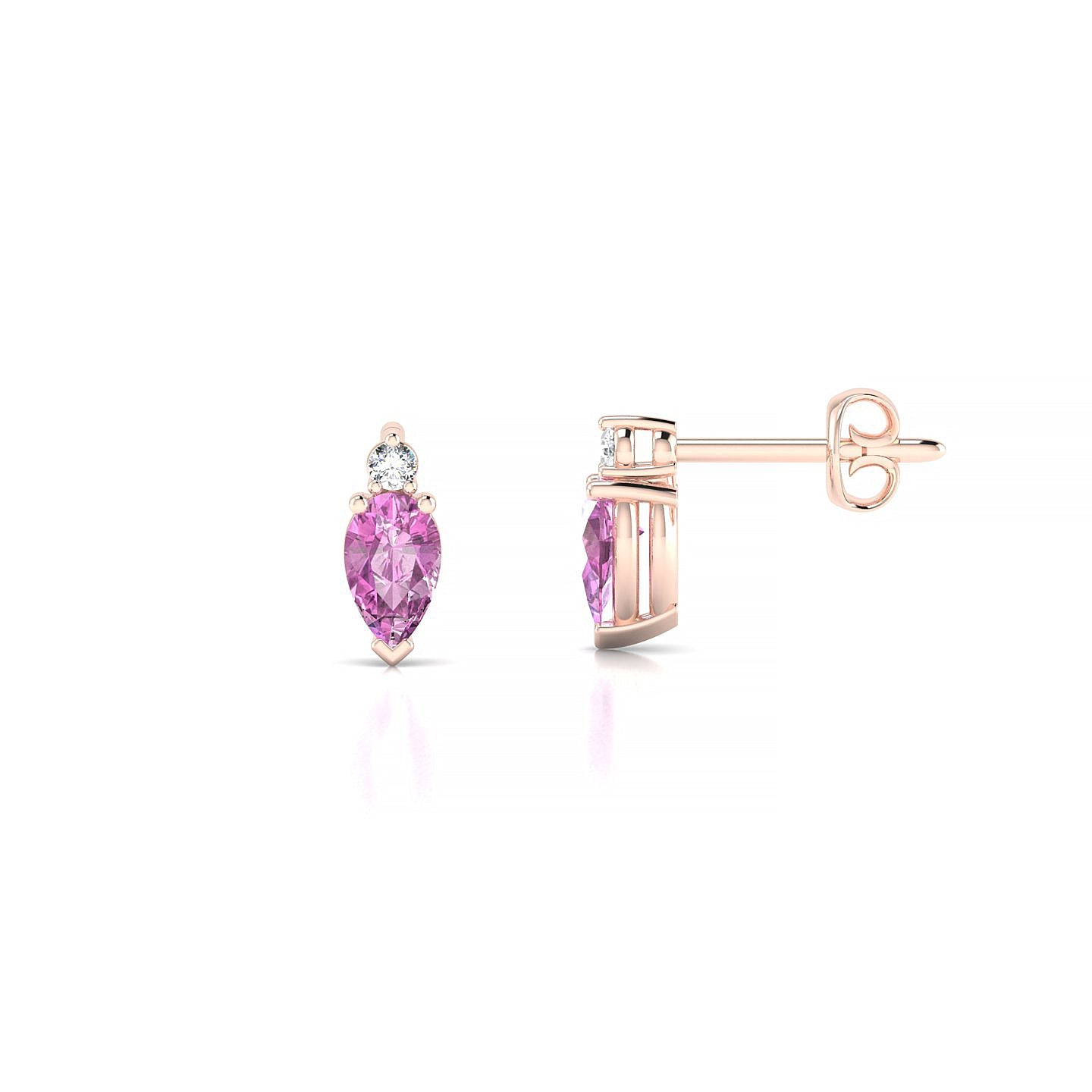Sparkle | 18k Rose Gold 5 x 3 mm Pear Pink Sapphire Earrings