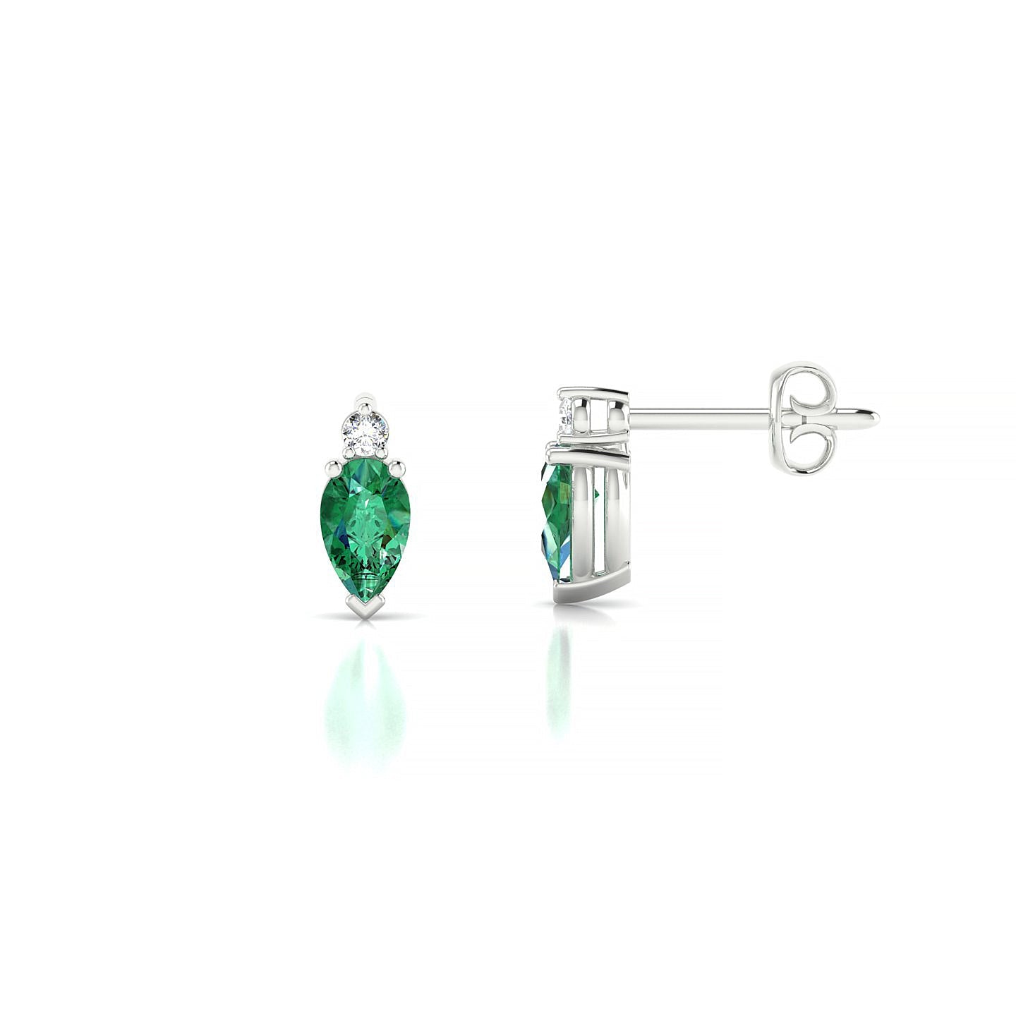 Sparkle | 18k White Gold 5 x 3 mm Pear Emerald Earrings