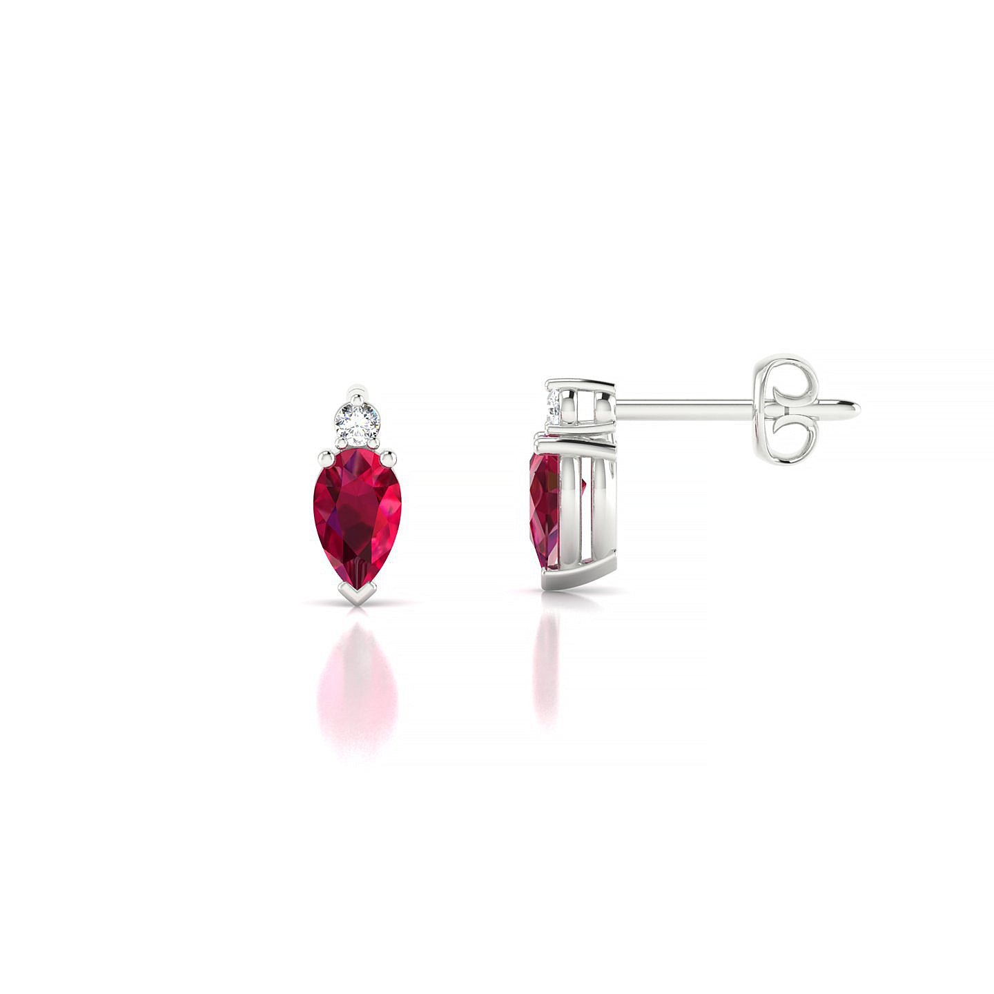 Sparkle | 18k White Gold 5 x 3 mm Pear Ruby Earrings