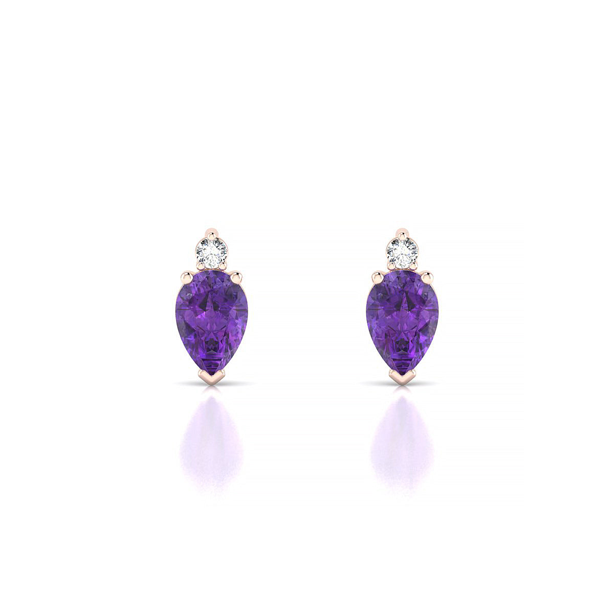 Sparkle | 18k Rose Gold 6 x 4 mm Pear Amethyst Earrings