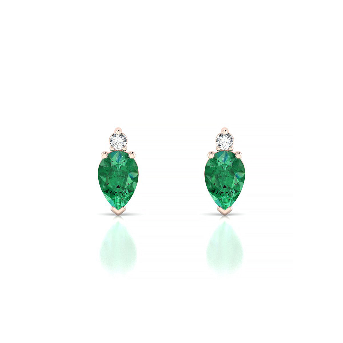 Sparkle | 18k Rose Gold 6 x 4 mm Pear Emerald Earrings
