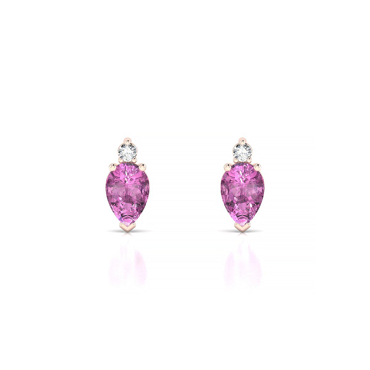 Sparkle | 18k Rose Gold 6 x 4 mm Pear Pink Sapphire Earrings