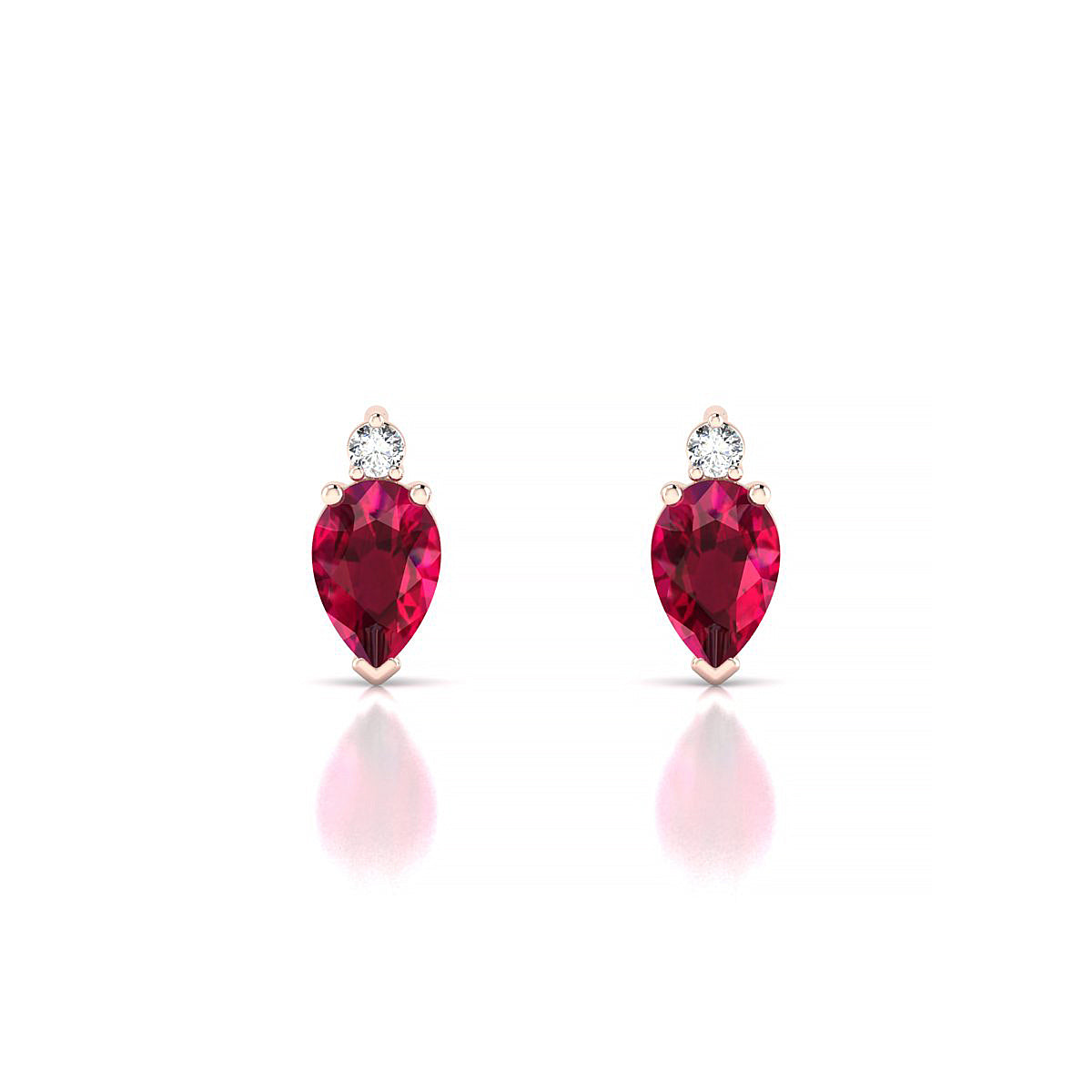Sparkle | 18k Rose Gold 6 x 4 mm Pear Ruby Earrings