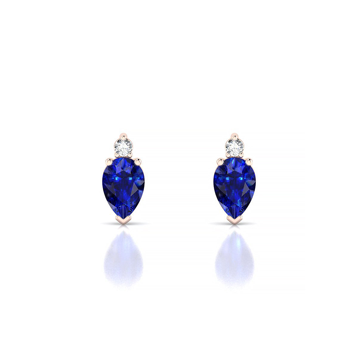 Sparkle | 18k Rose Gold 6 x 4 mm Pear Sapphire Earrings