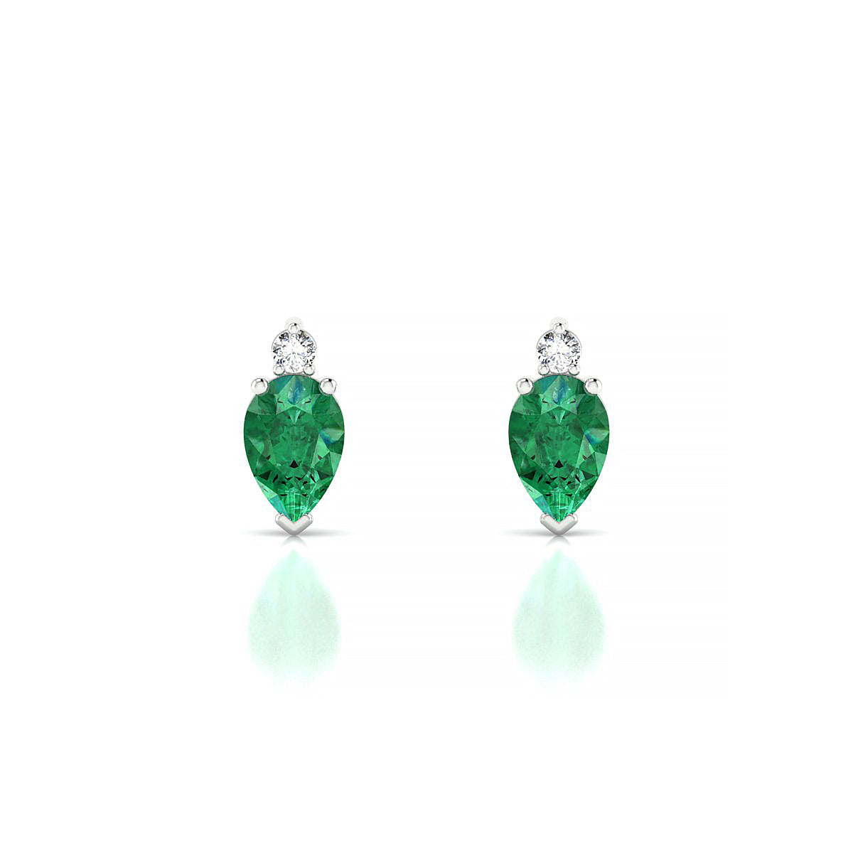 Sparkle | 18k White Gold 6 x 4 mm Pear Emerald Earrings