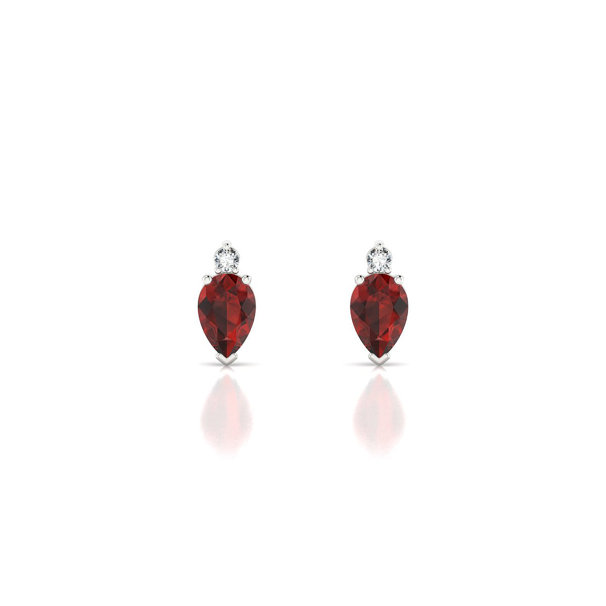Sparkle | 18k White Gold 6 x 4 mm Pear Garnet Earrings