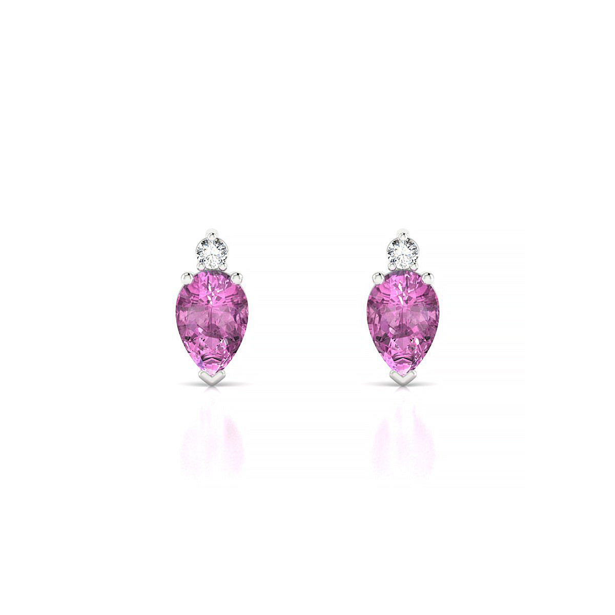 Sparkle | 18k White Gold 6 x 4 mm Pear Pink Sapphire Earrings