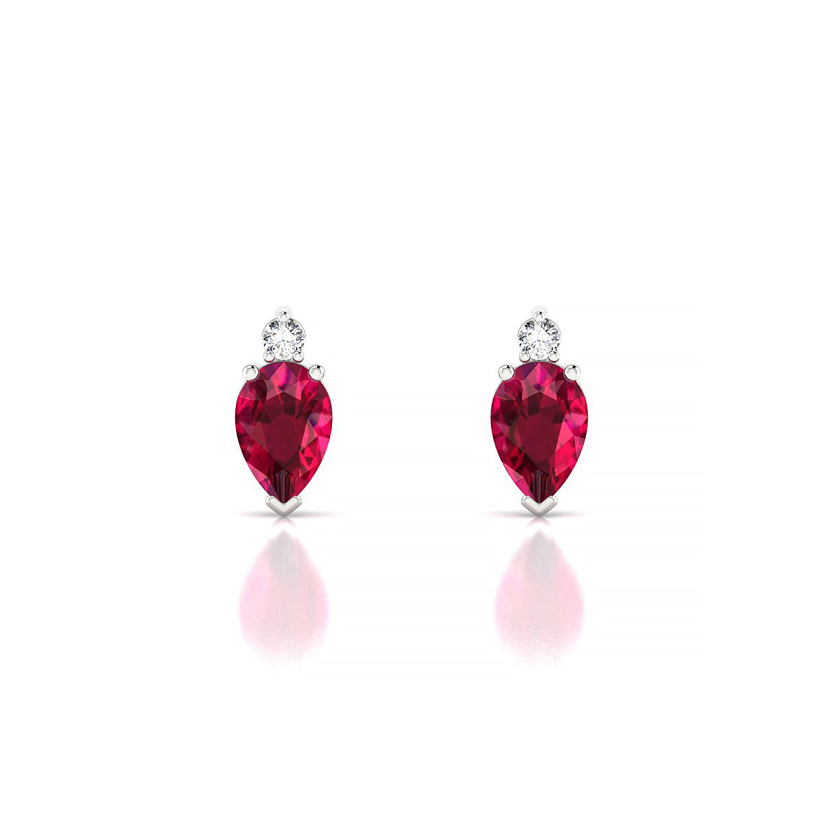Sparkle | 18k White Gold 6 x 4 mm Pear Ruby Earrings