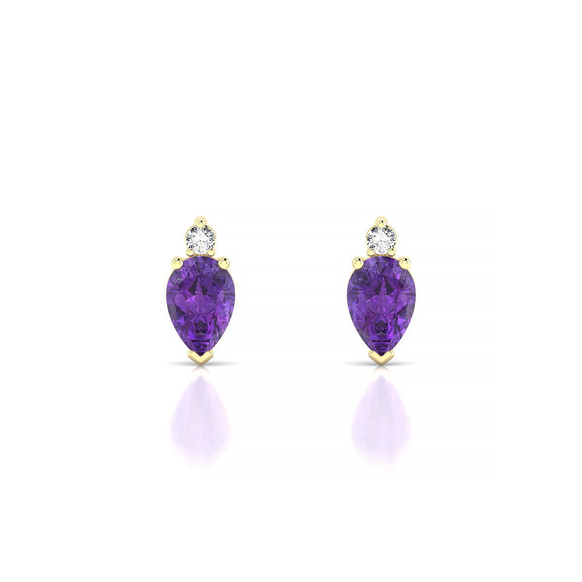 Sparkle | 18k Yellow Gold 6 x 4 mm Pear Amethyst Earrings