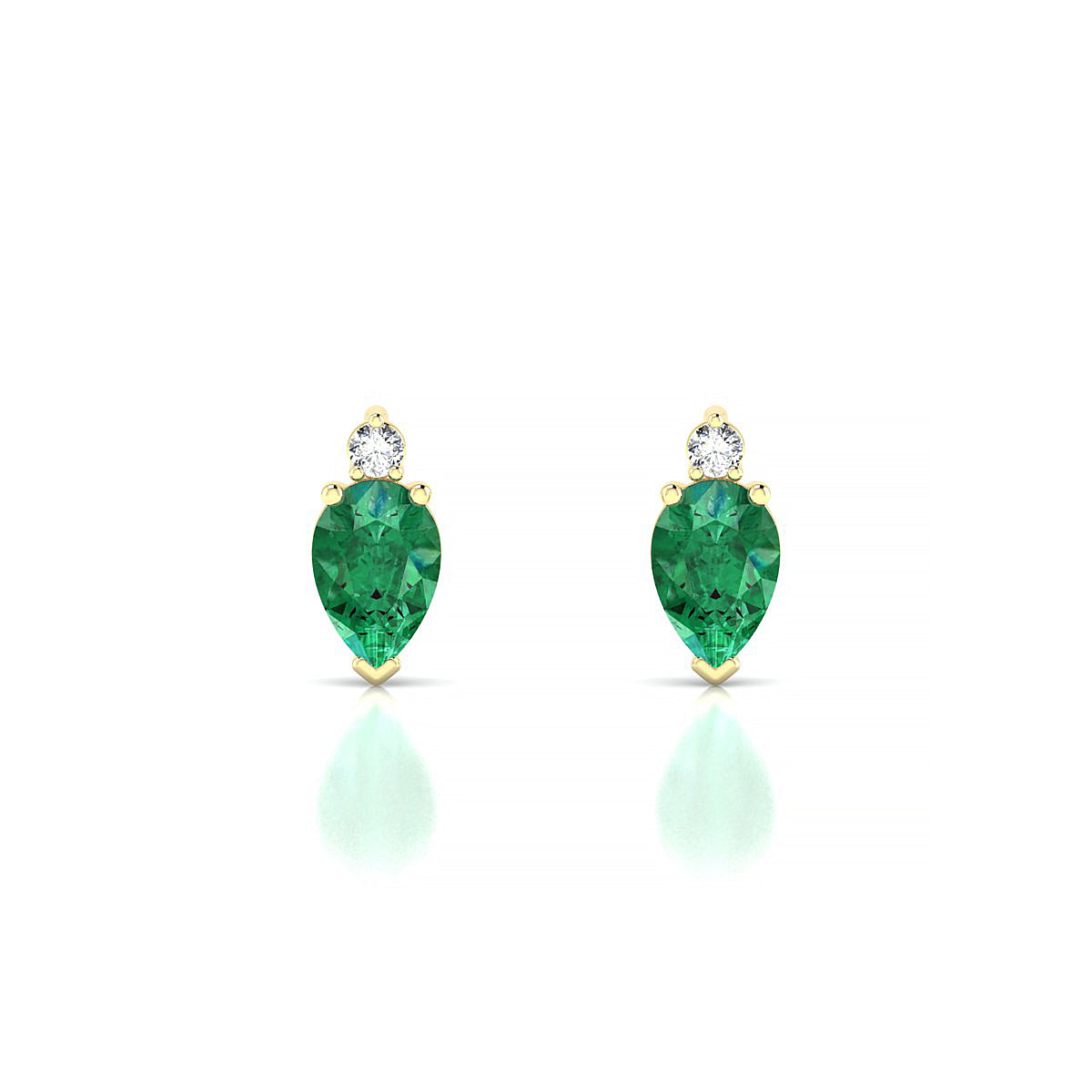 Sparkle | 18k Yellow Gold 6 x 4 mm Pear Emerald Earrings