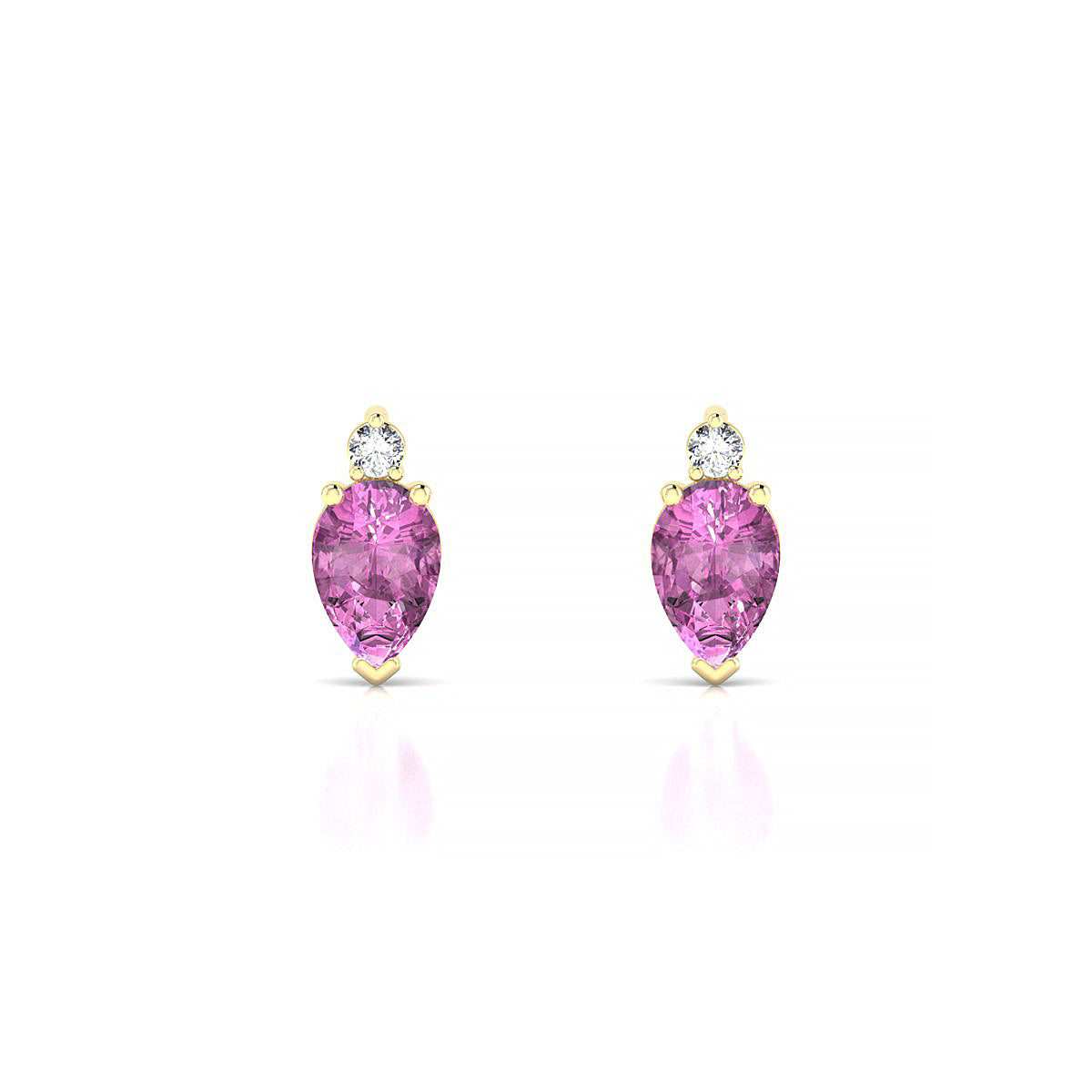 Sparkle | 18k Yellow Gold 6 x 4 mm Pear Pink Sapphire Earrings