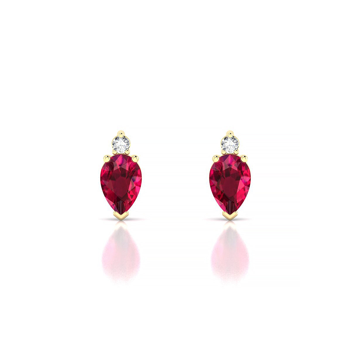 Sparkle | 18k Yellow Gold 6 x 4 mm Pear Ruby Earrings