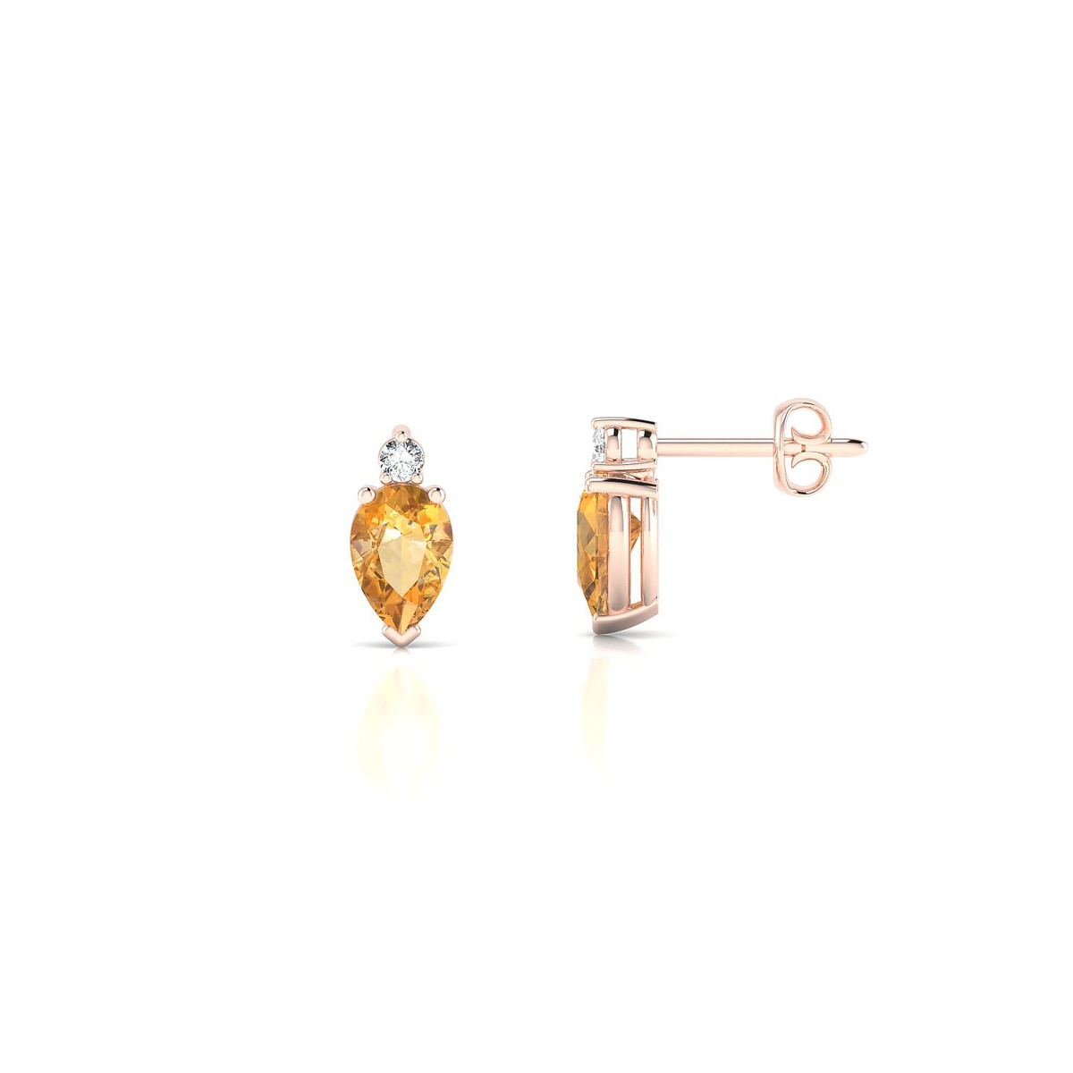 Sparkle | 18k Rose Gold 6 x 4 mm Pear Citrine Earrings