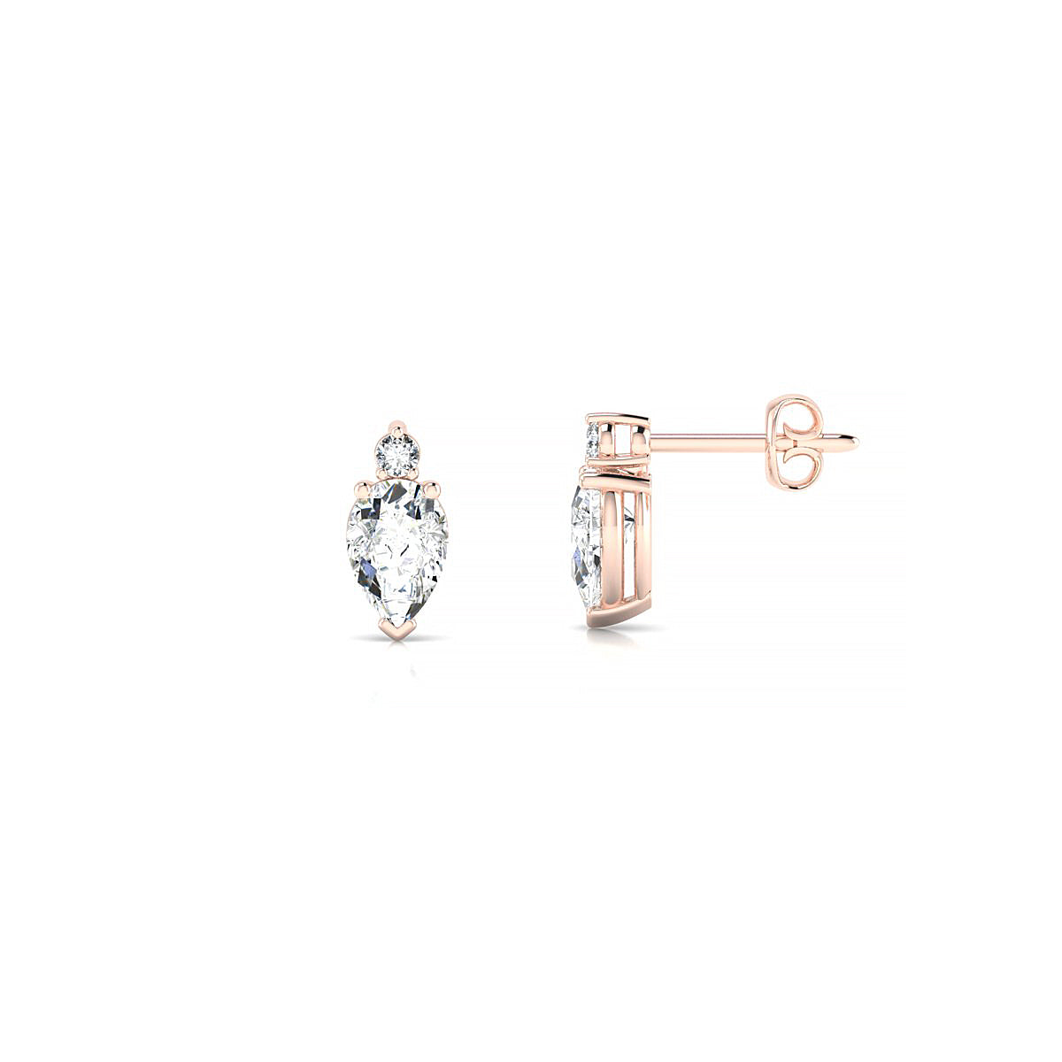 Sparkle | 18k Rose Gold 6 x 4 mm Pear Diamond Earrings