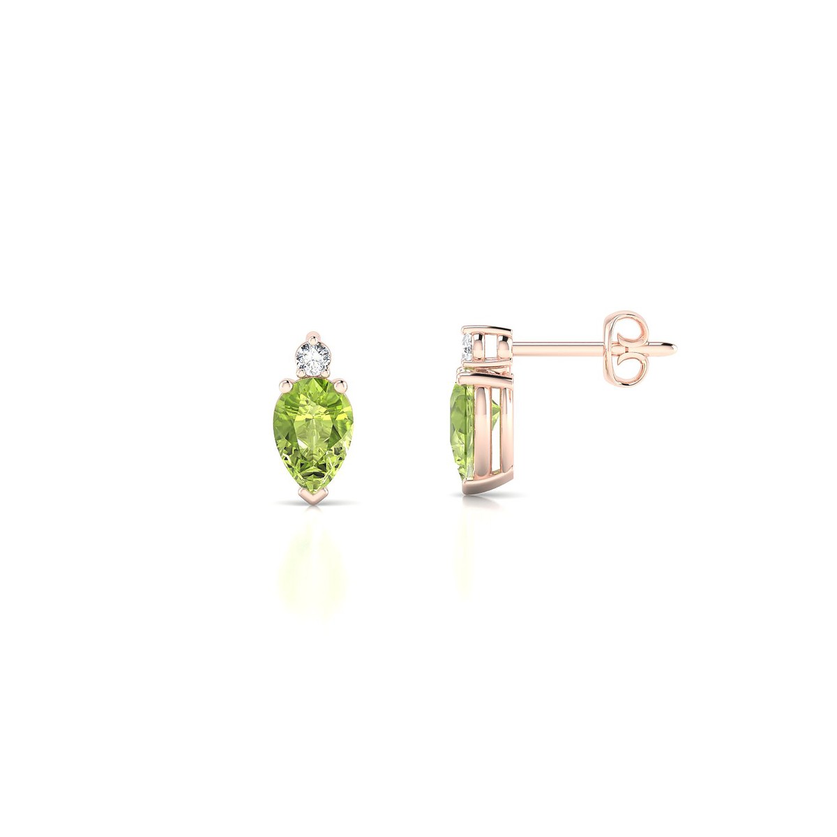 Sparkle | 18k Rose Gold 6 x 4 mm Pear Peridot Earrings