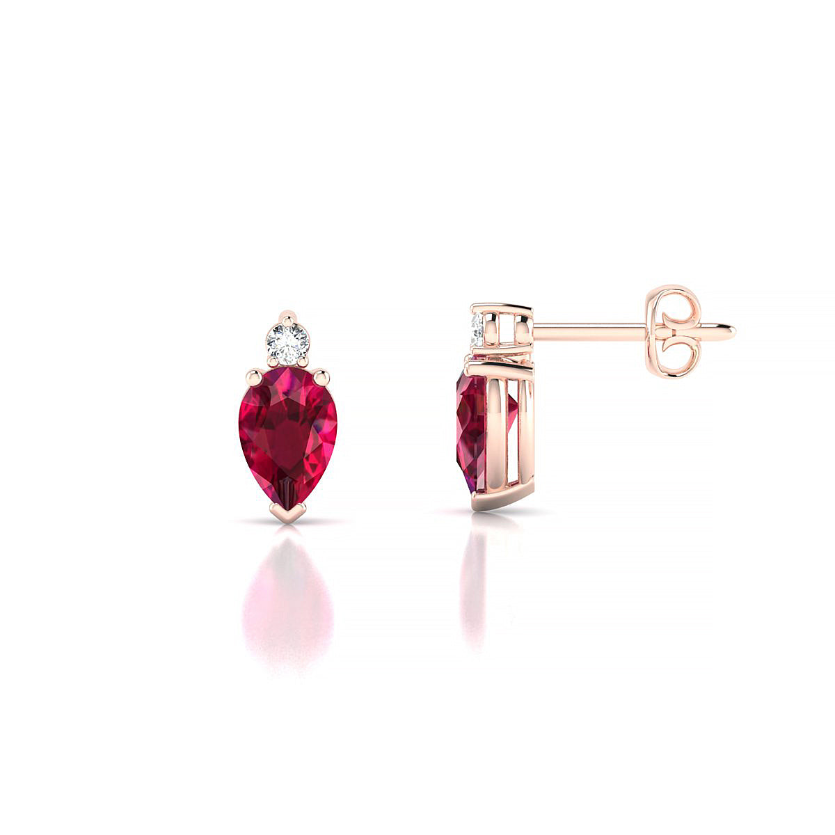 Sparkle | 18k Rose Gold 6 x 4 mm Pear Ruby Earrings