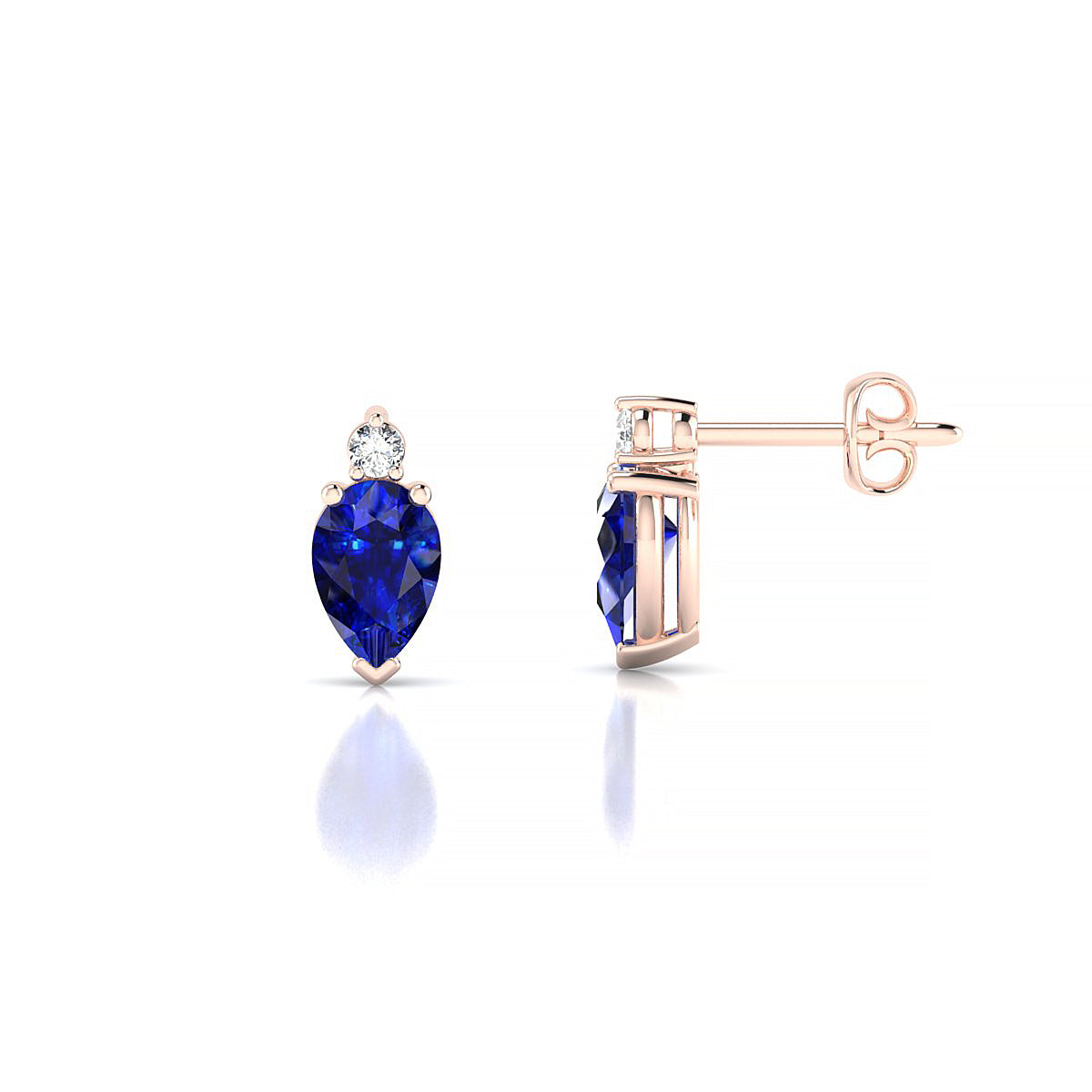 Sparkle | 18k Rose Gold 6 x 4 mm Pear Sapphire Earrings