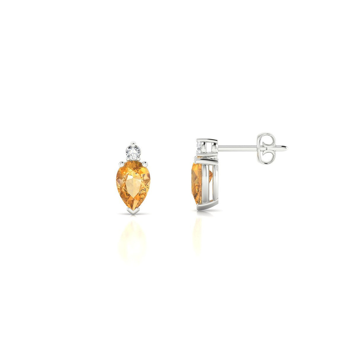 Sparkle | 18k White Gold 6 x 4 mm Pear Citrine Earrings