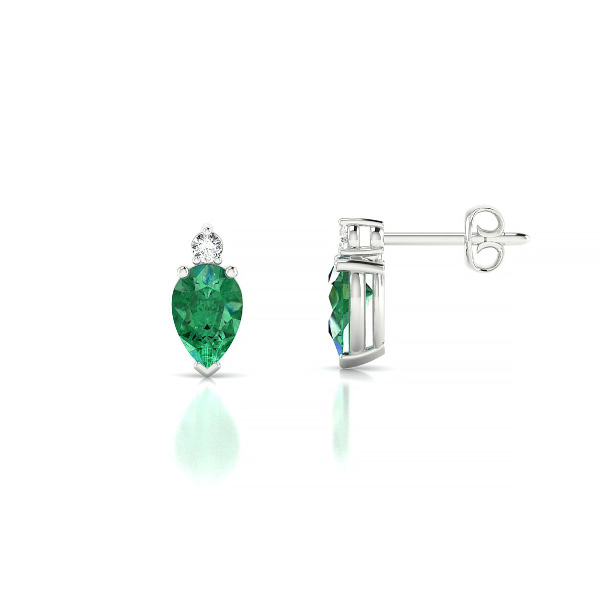 Sparkle | 18k White Gold 6 x 4 mm Pear Emerald Earrings