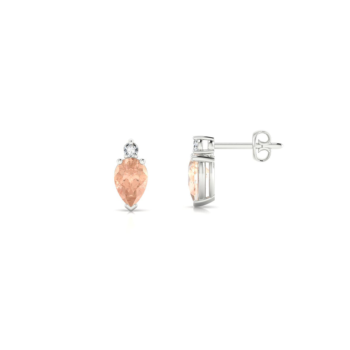 Sparkle | 18k White Gold 6 x 4 mm Pear Morganite Earrings