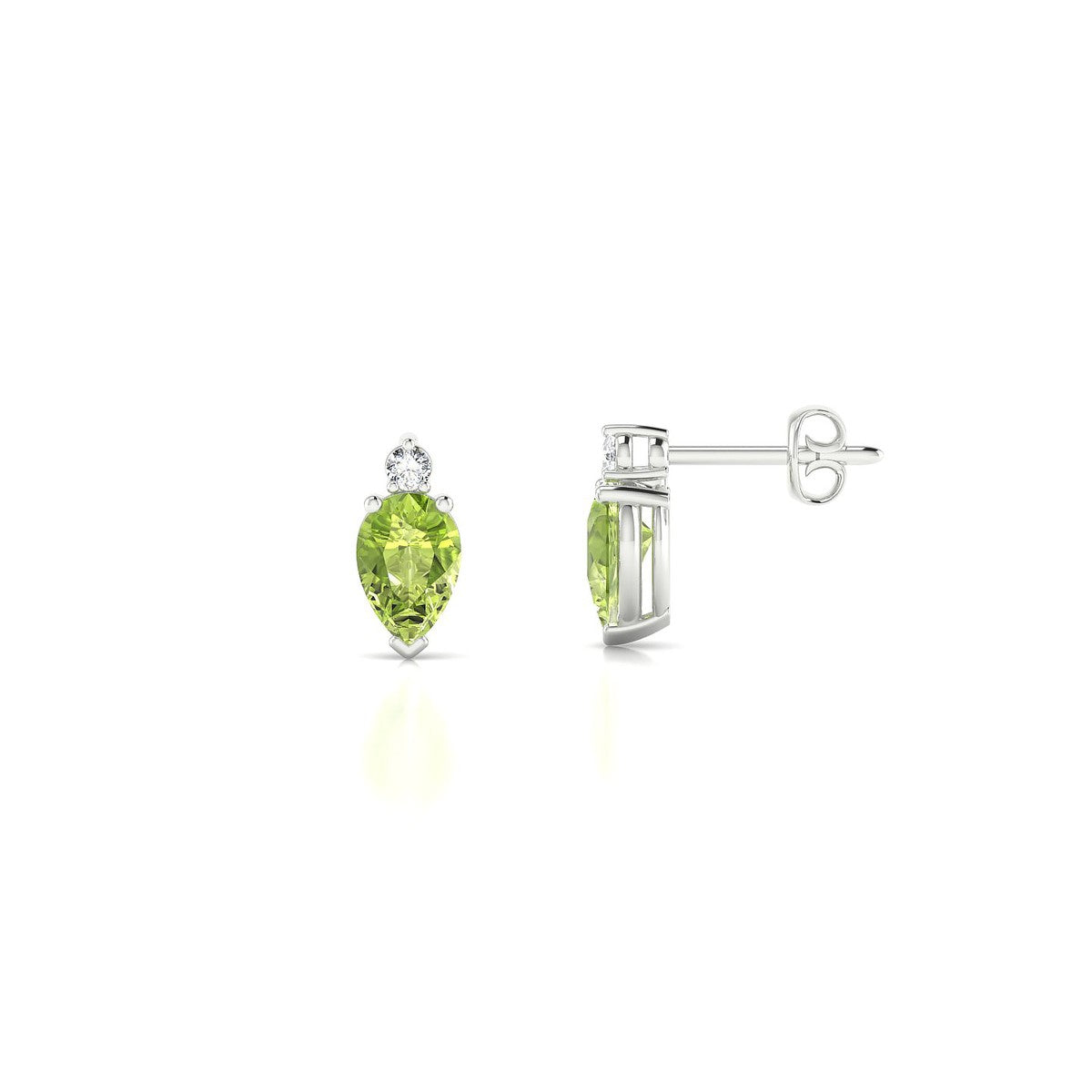 Sparkle | 18k White Gold 6 x 4 mm Pear Peridot Earrings