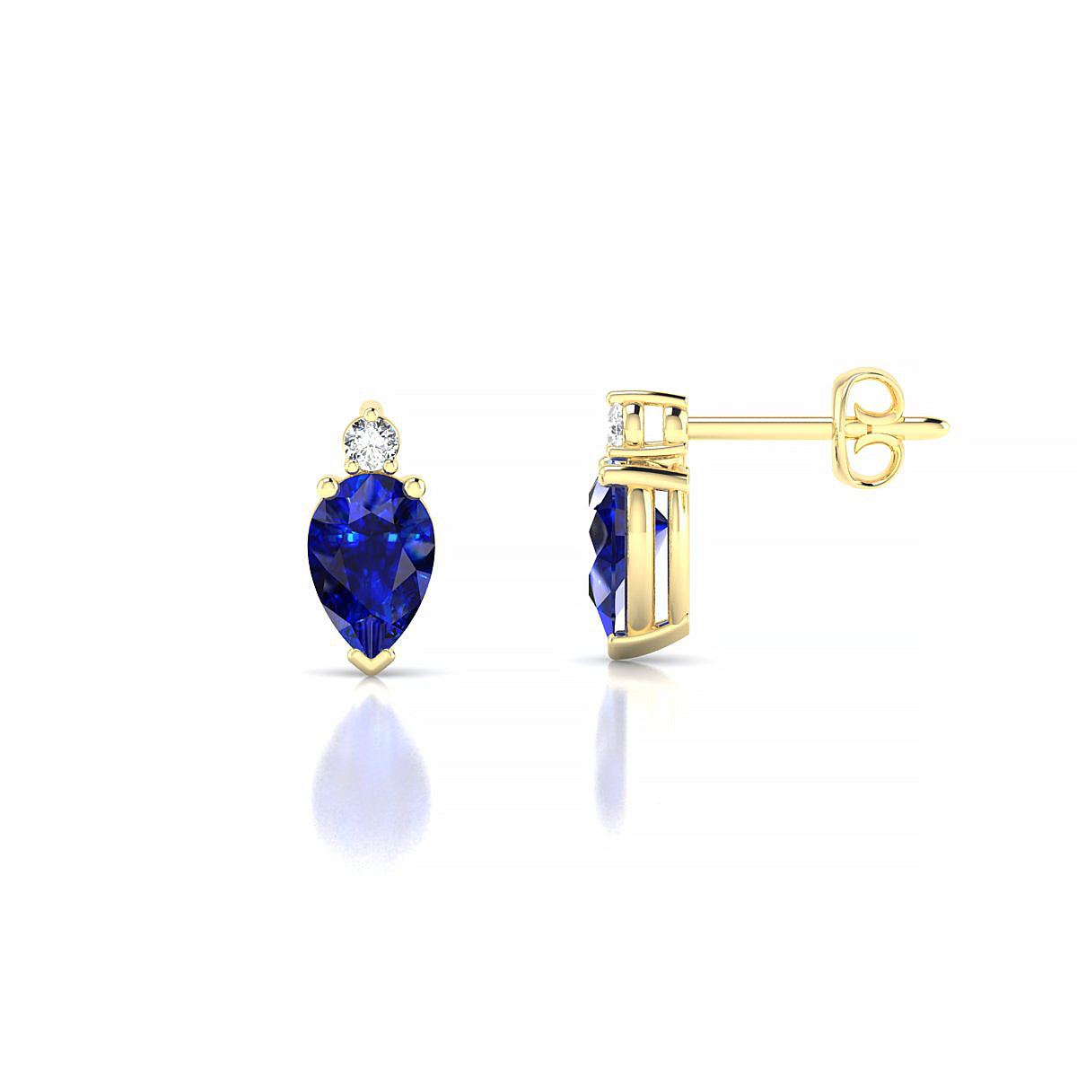 Sparkle | 18k Yellow Gold 6 x 4 mm Pear Sapphire Earrings