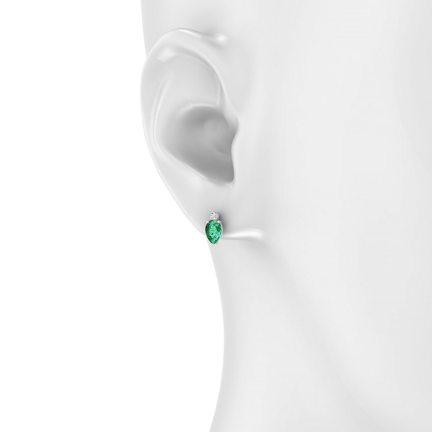 Sparkle | 18k White Gold 6 x 4 mm Pear Emerald Earrings