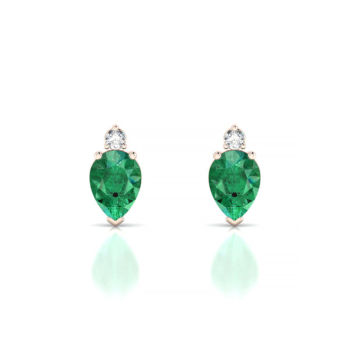 Sparkle | 18k Rose Gold 7 x 5 mm Pear Emerald Earrings