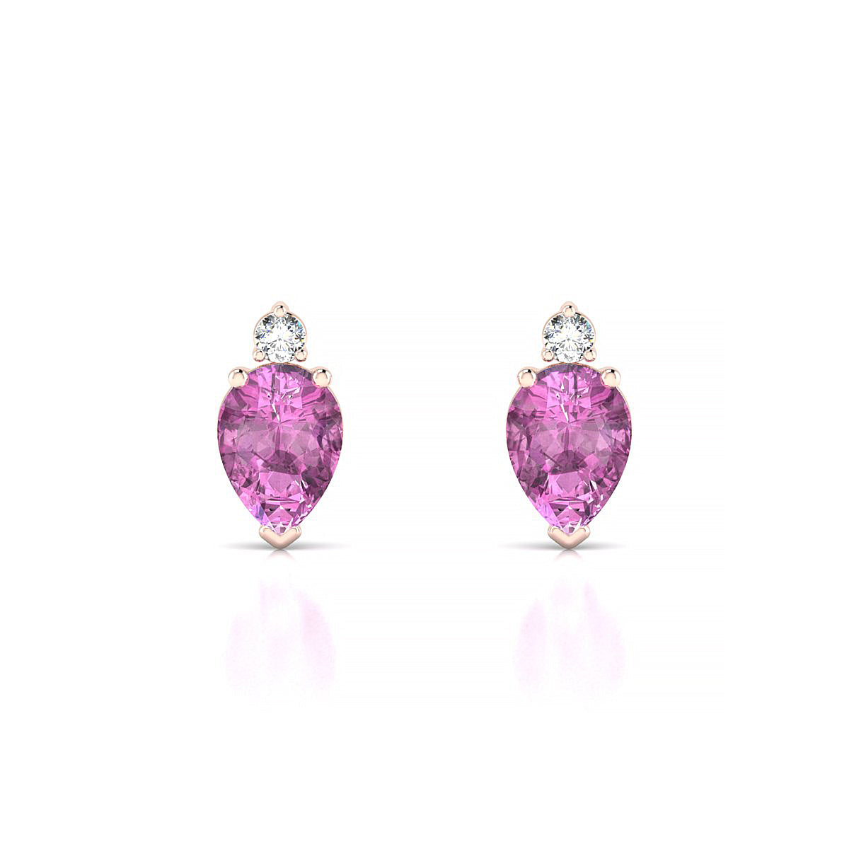 Sparkle | 18k Rose Gold 7 x 5 mm Pear Pink Sapphire Earrings
